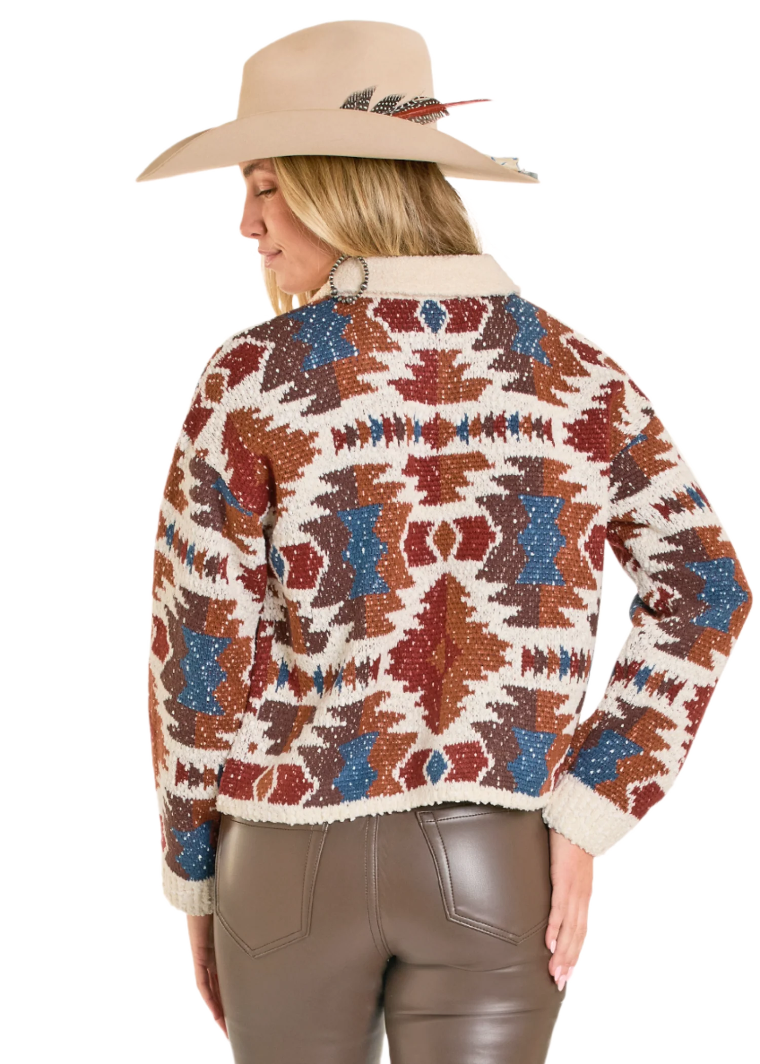 Aztec Cardigan with Sherpa Trim - Image 3