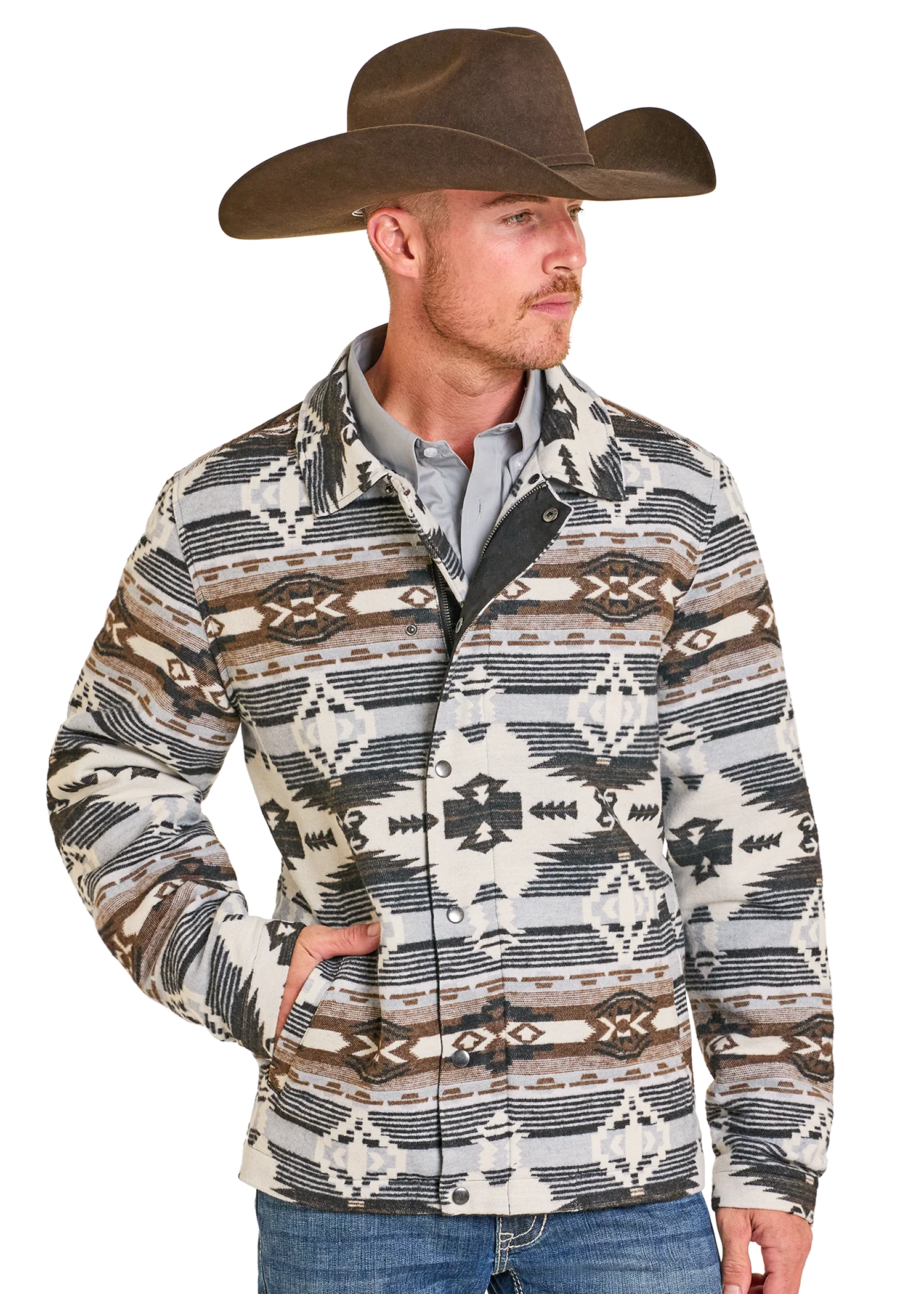 Aztec Jacquard Jacket with Removable Collar