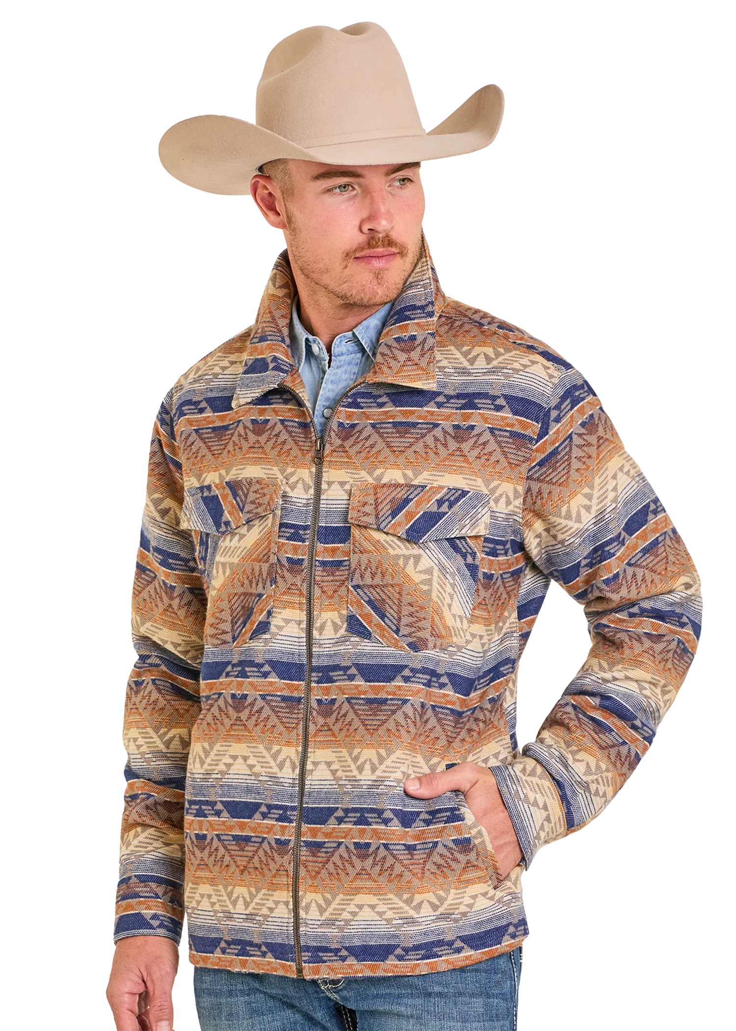 Aztec Jacquard Zip Up Jacket