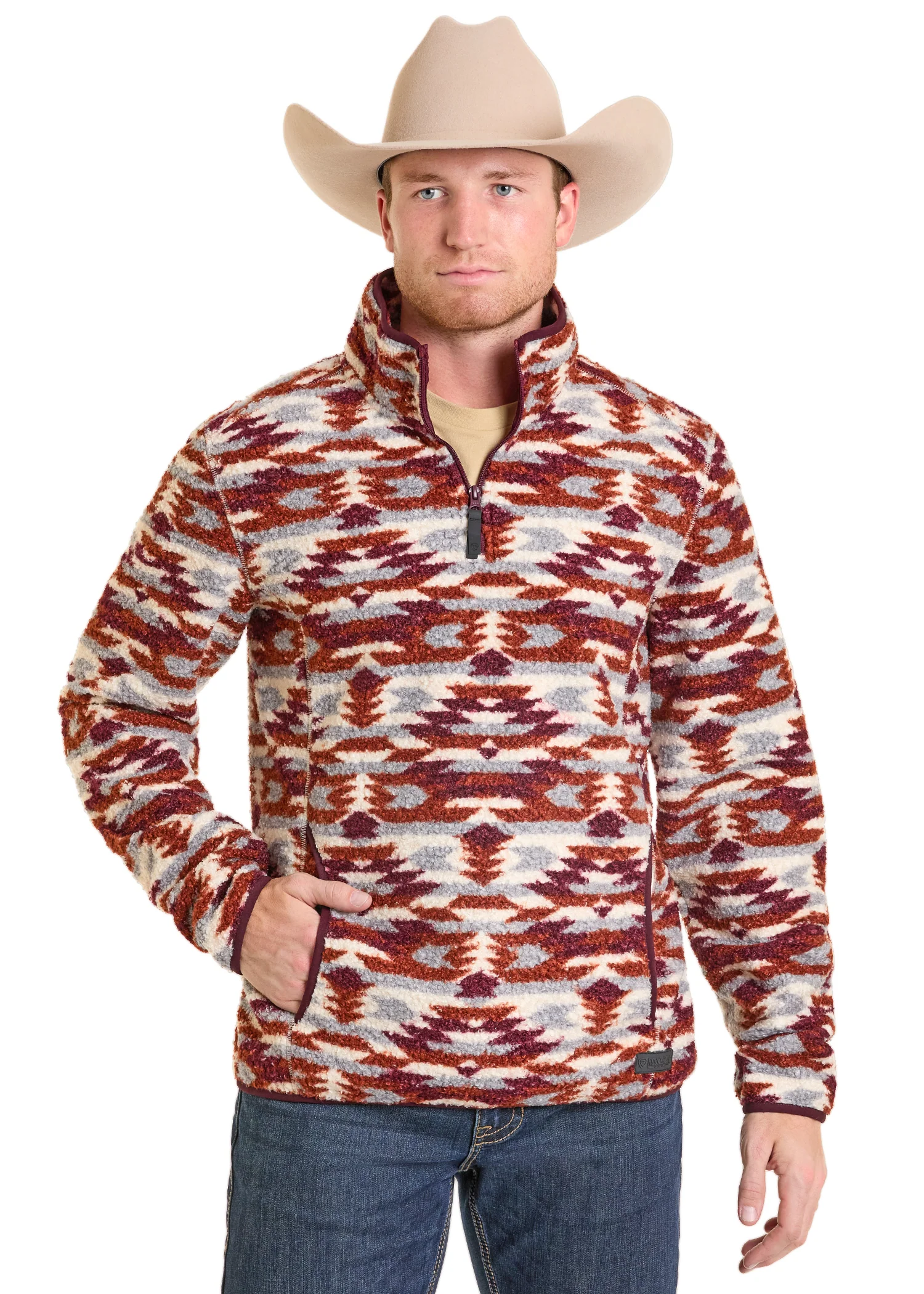 Aztec Print Fleece Pullover