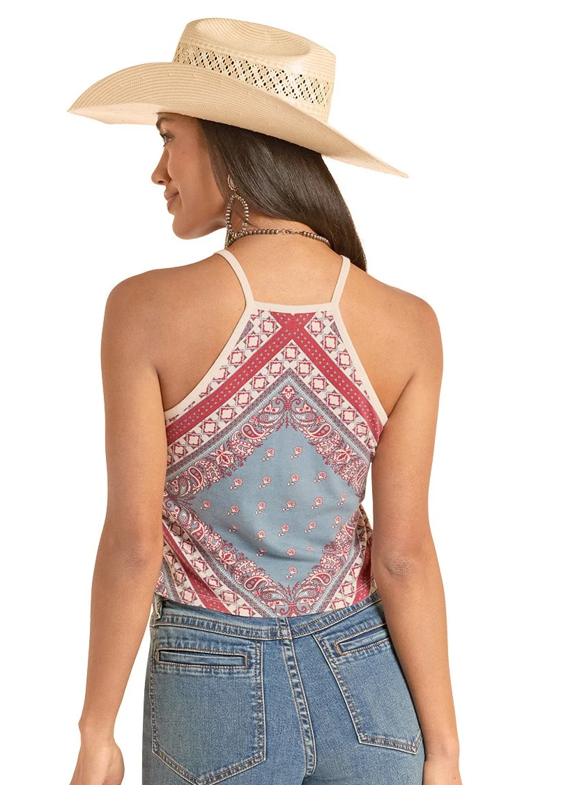 Blue Bandana Print Tank Top - Image 2