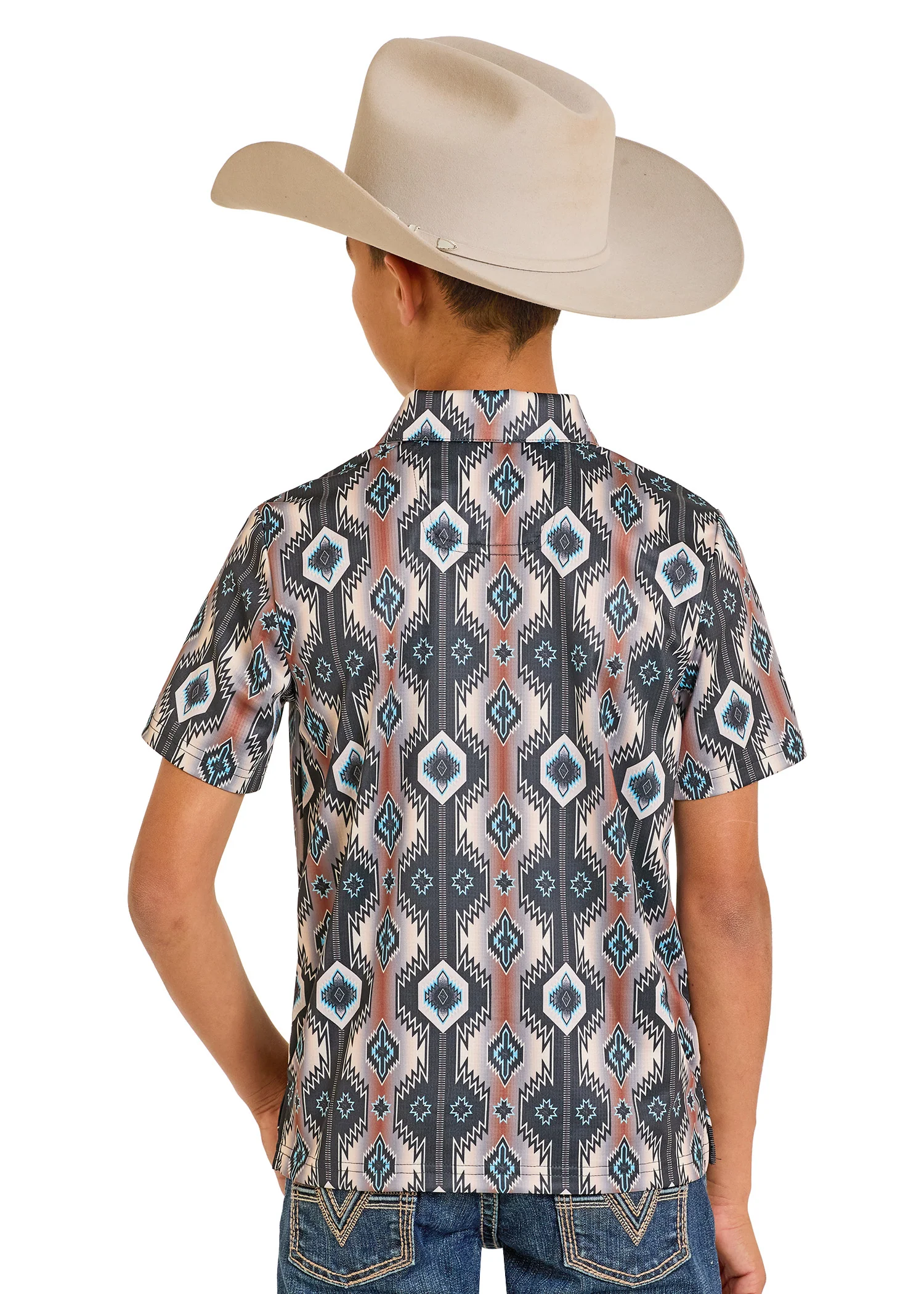 Boys' Black Diamond Aztec Polo - Image 3
