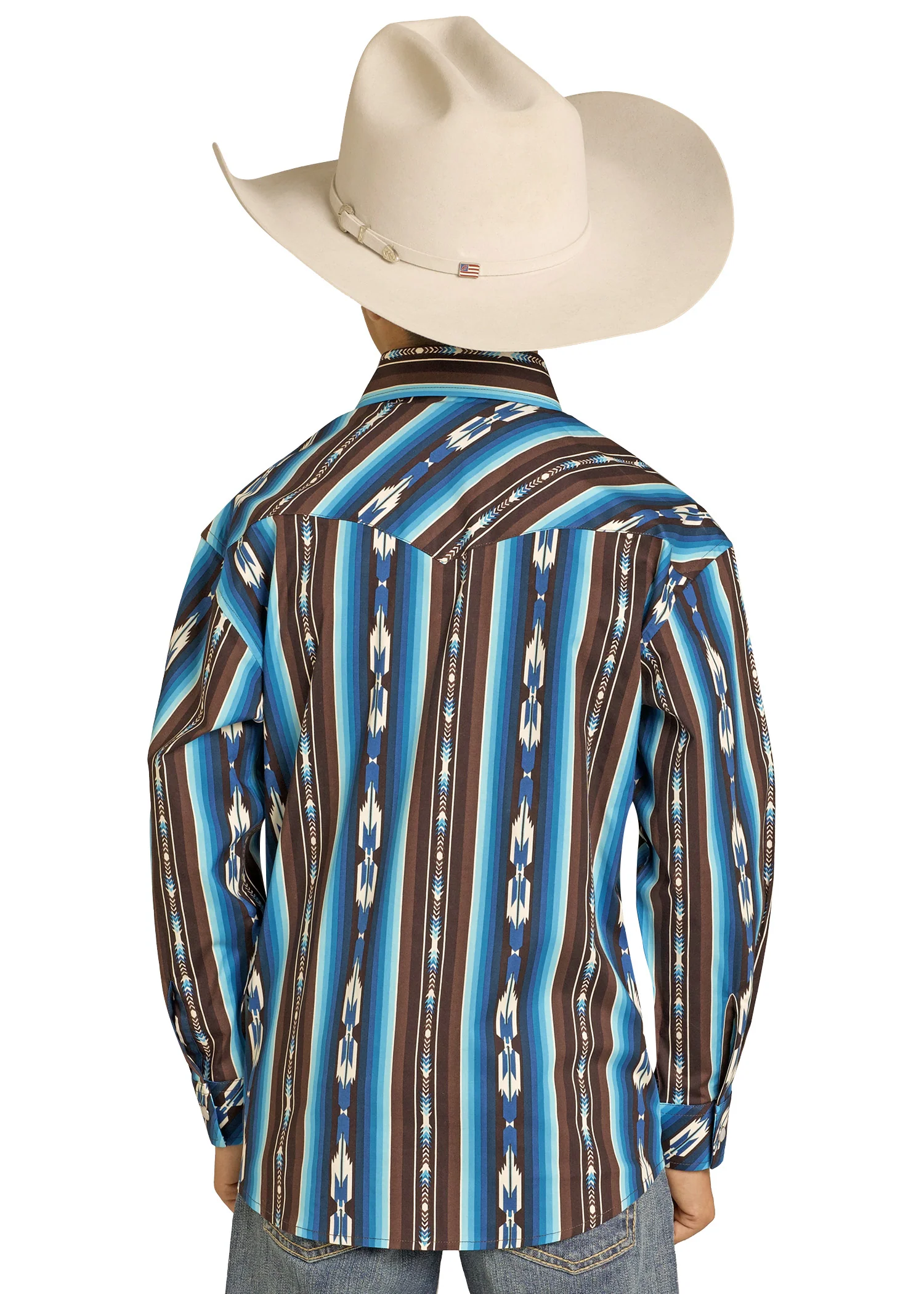 Boys' Dale Brisby Bold Aztec Long Sleeve Snap Shirt - Image 3