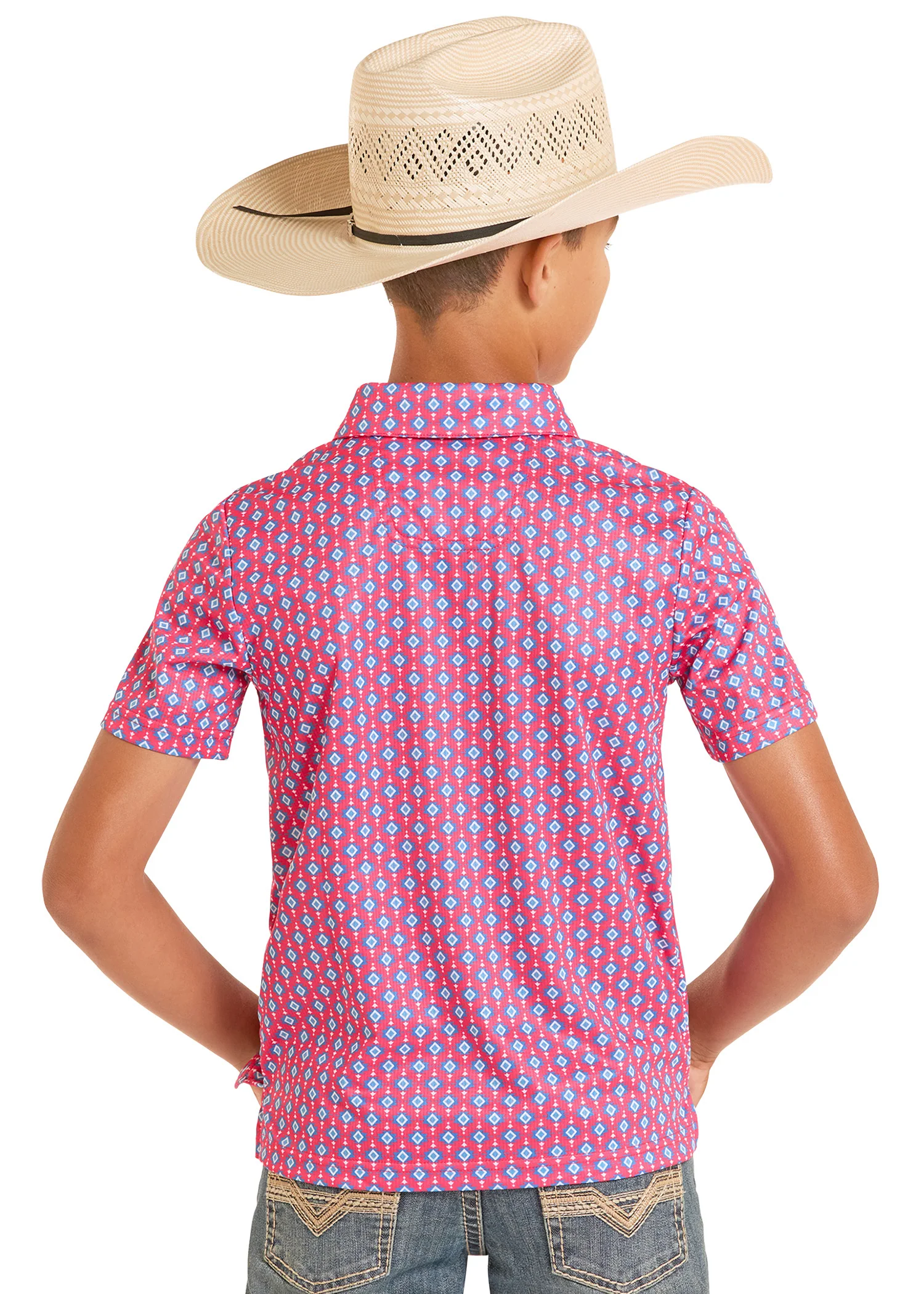 Boys' Hot Pink Aztec Stars Polo - Image 3