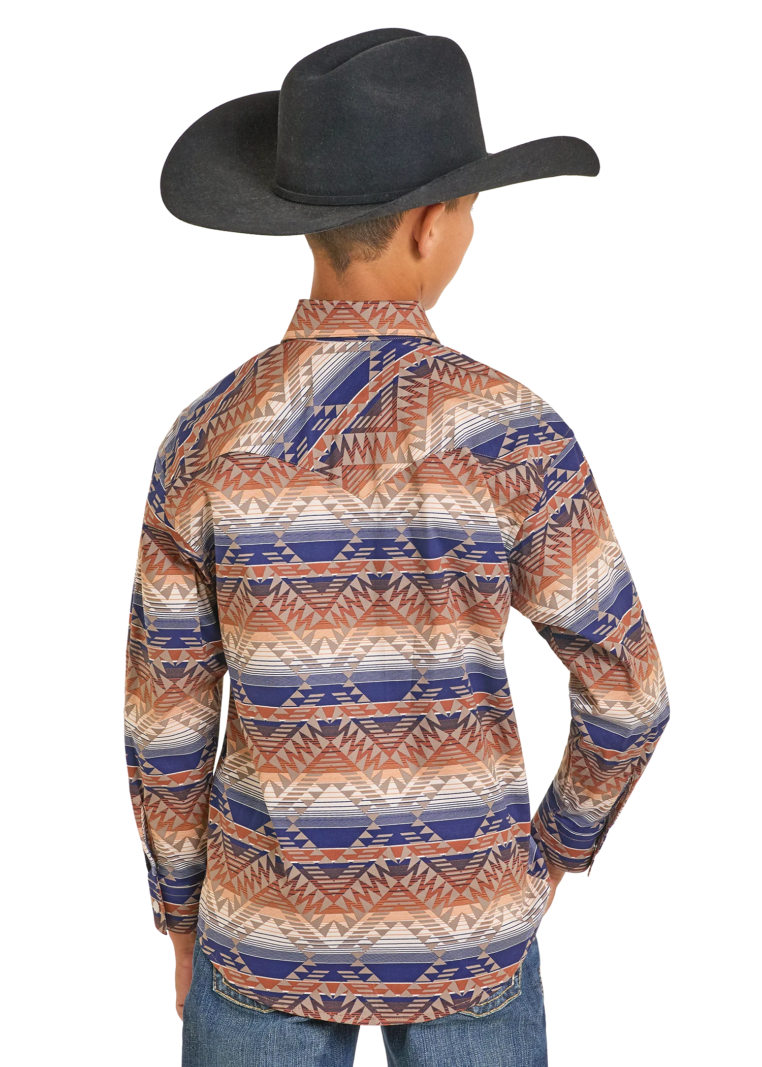 Boys' Multi Aztec Long Sleeve Snap Shirt - Image 3