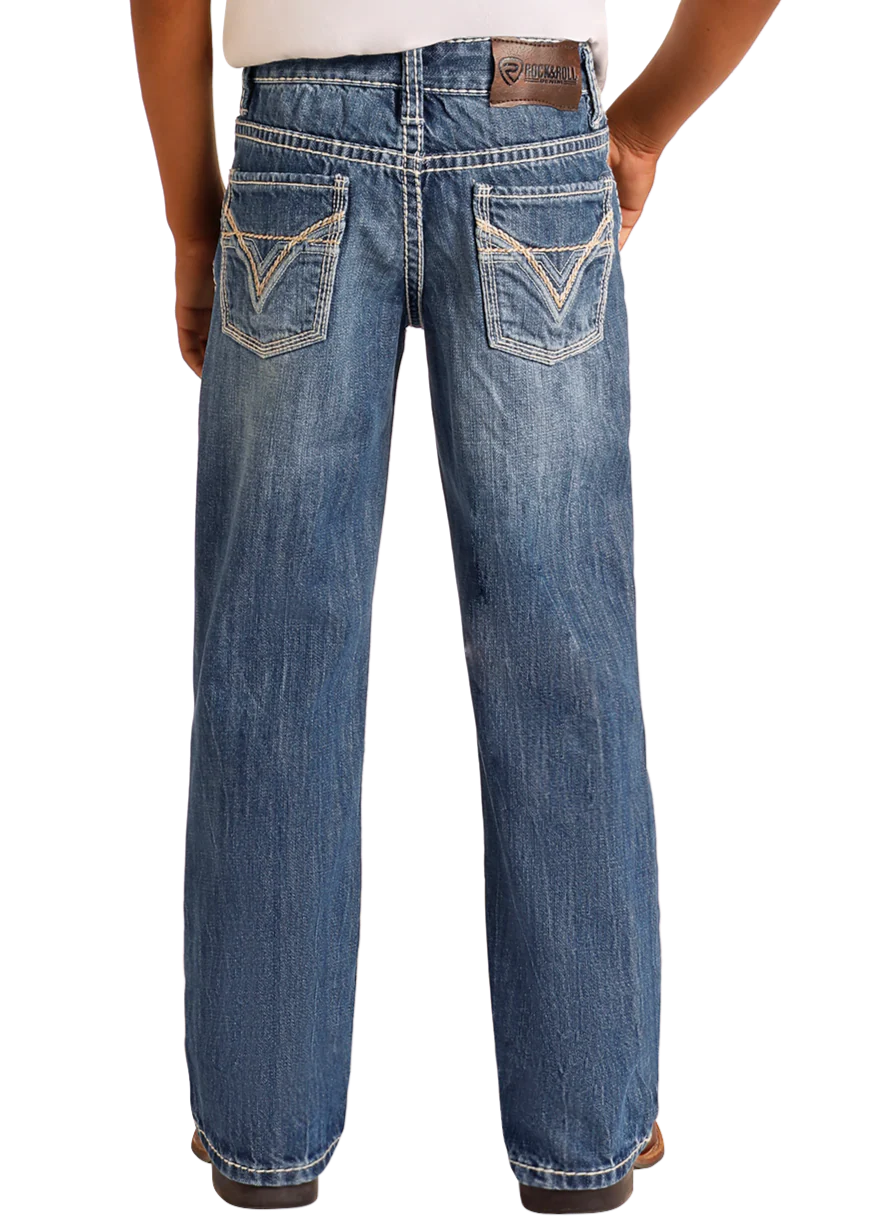 Boys' Regular Fit Ivory Top-Stitching Bootcut Jeans