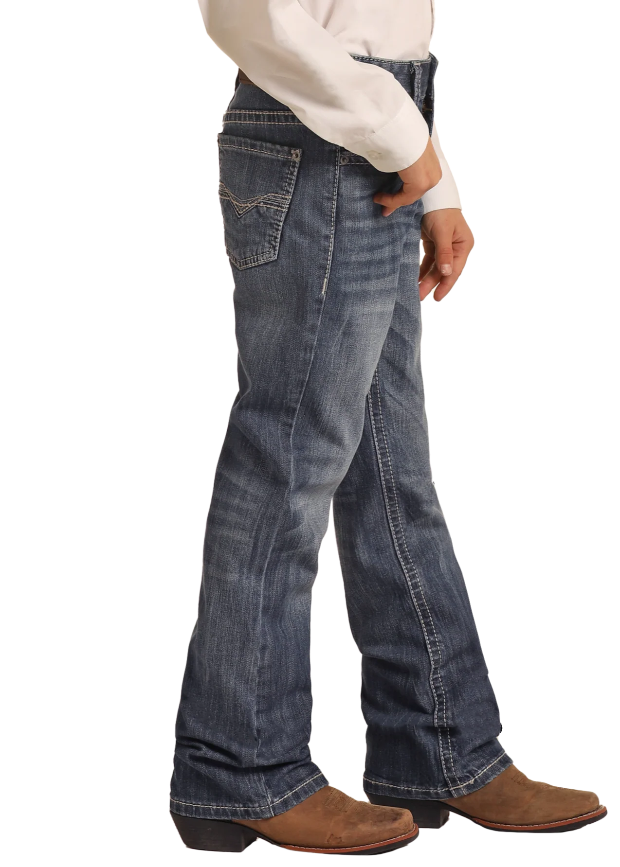 Boys' Regular Fit Light Grey Top-Stitching Bootcut Jeans - Image 3