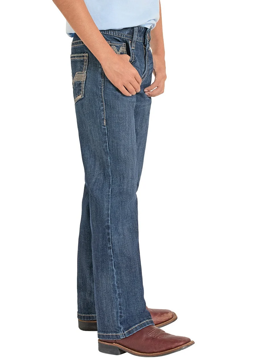 Boys' Regular Fit Straight Stitch V Bootcut Jeans - Image 3