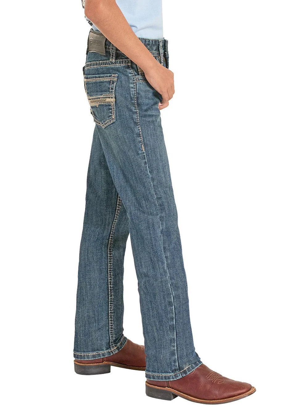 Boys' Slim Fit Ladder Stitch Pocket Straight Leg Jeans - Image 3