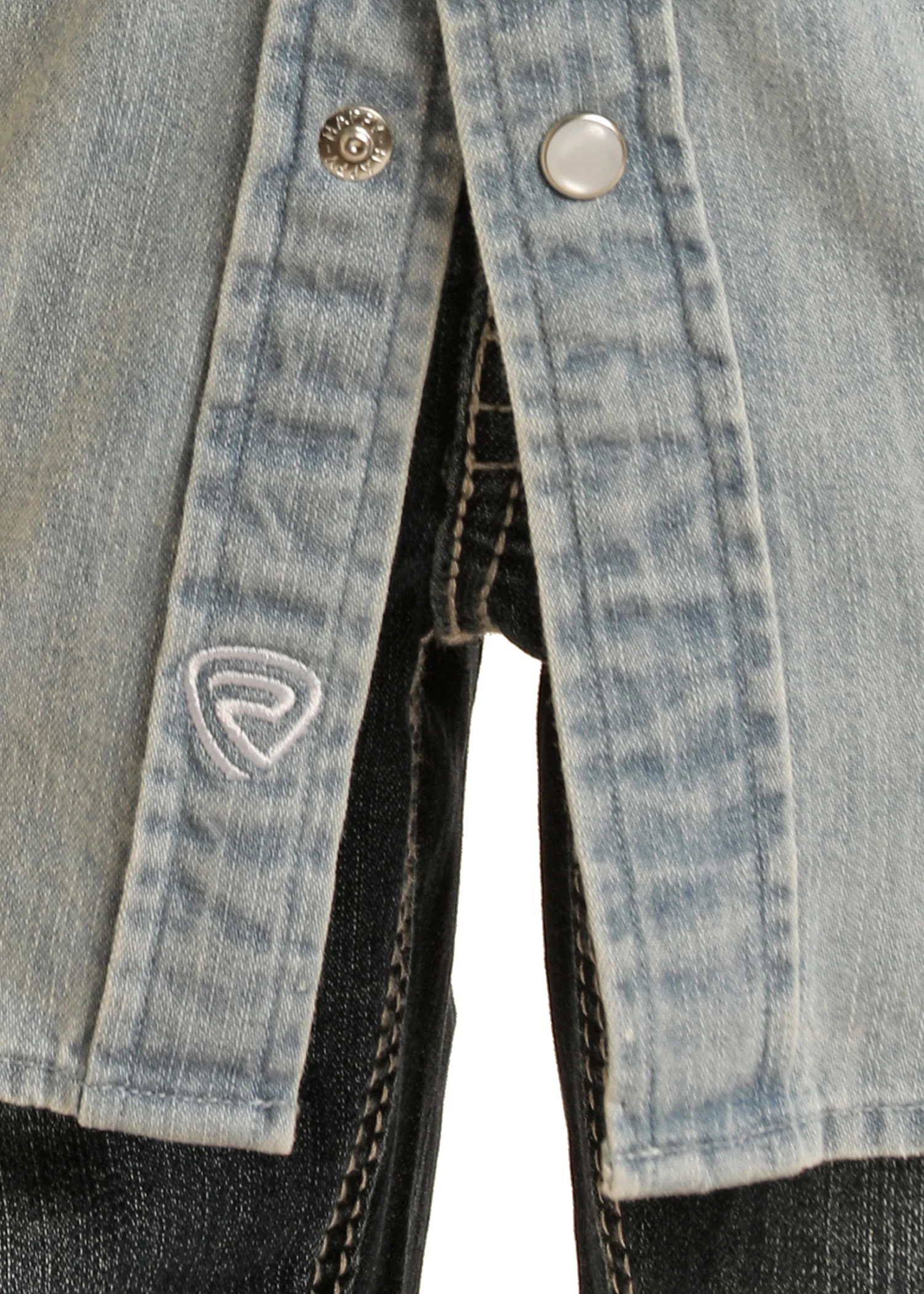 Boys' Slim Fit Light Wash Denim Snap Shirt - Image 2
