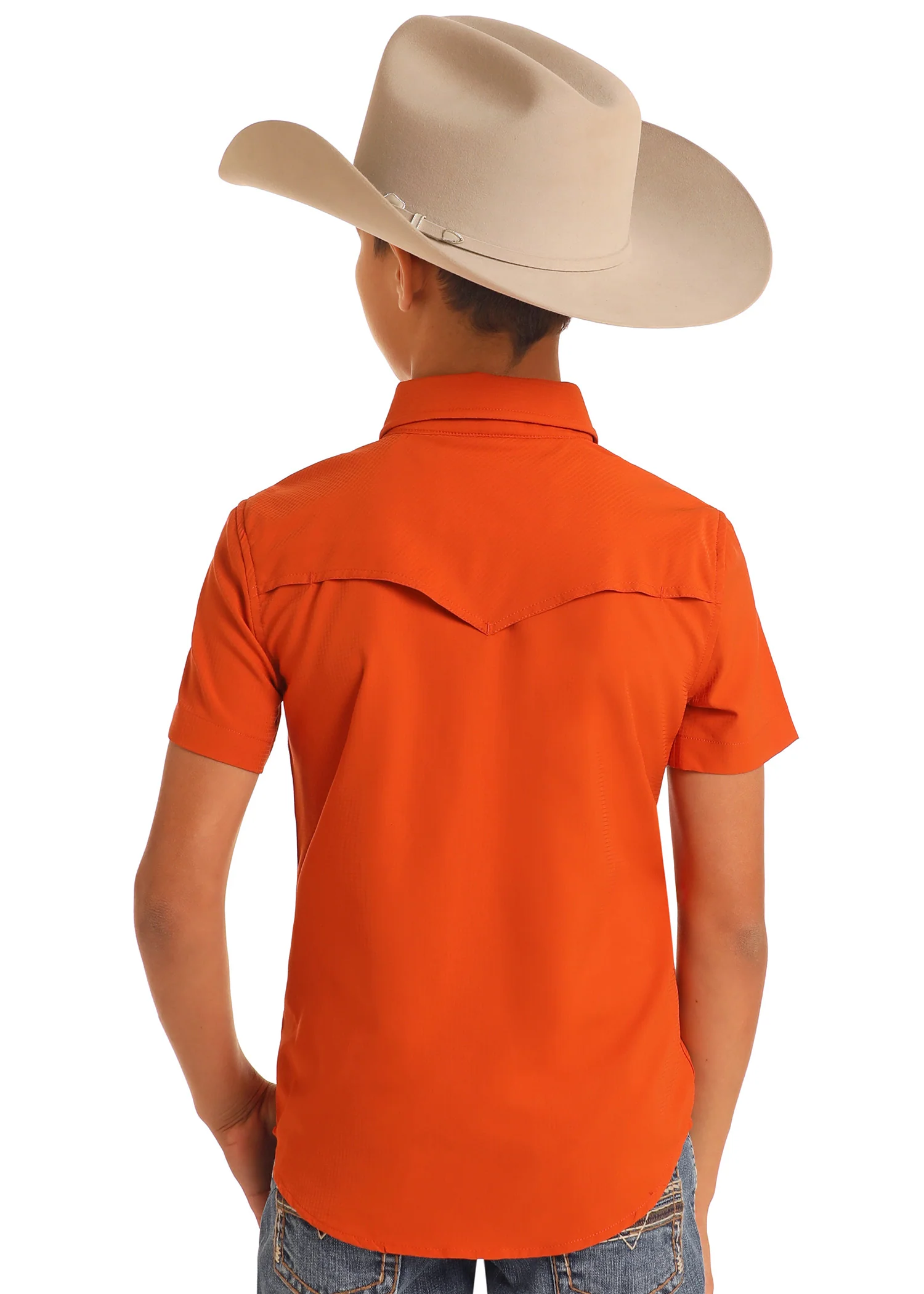 Boys' TEK Western Burnt Orange Short Sleeve Shirt - Image 3