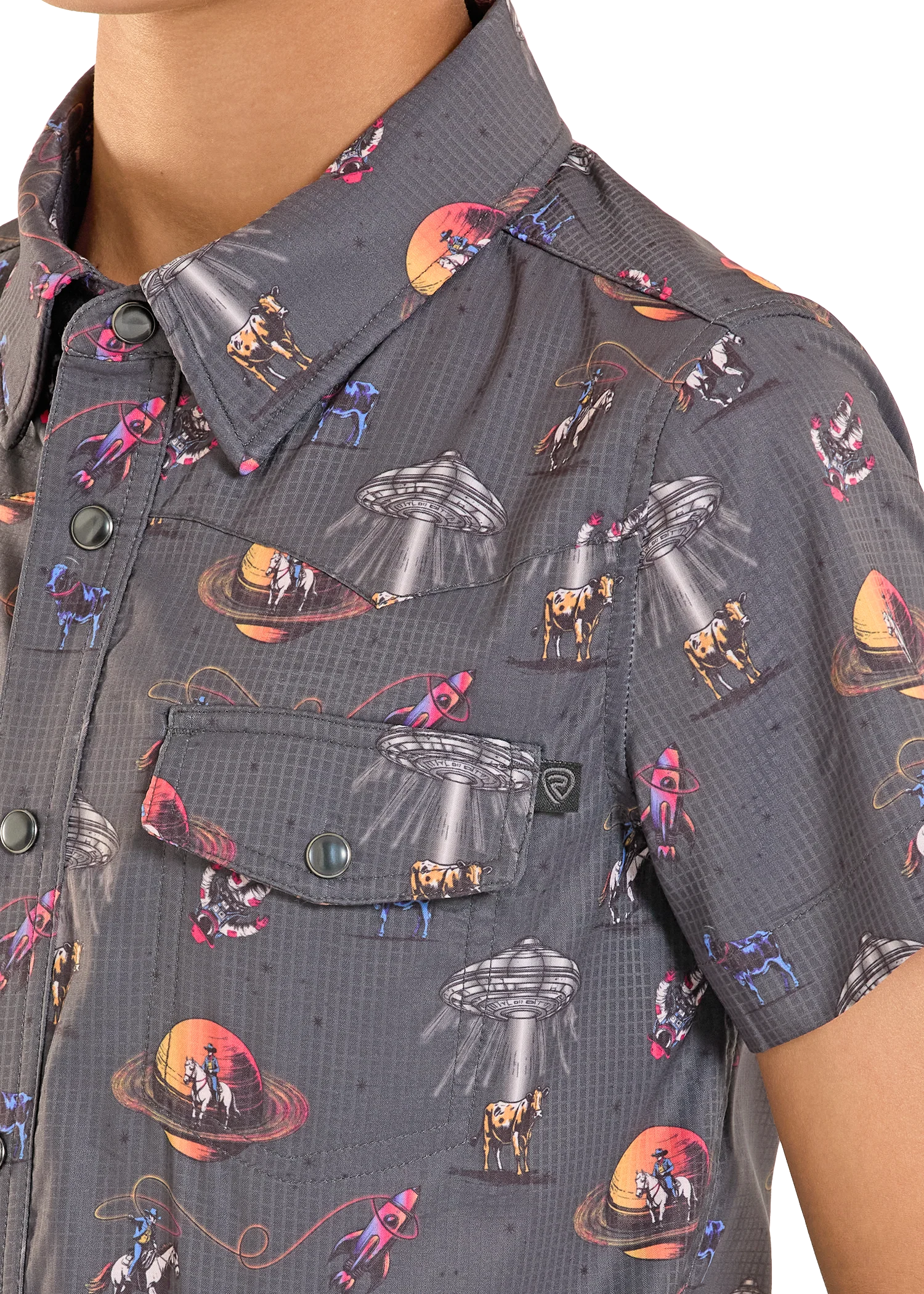 Boys' TEK Western Space Cowboy Short Sleeve Shirt - Image 2