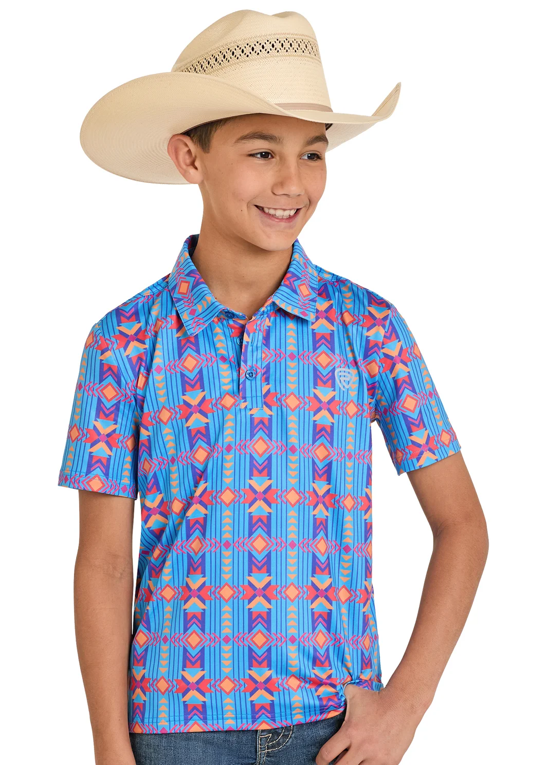 Boys' Vertical Southwestern Print Polo
