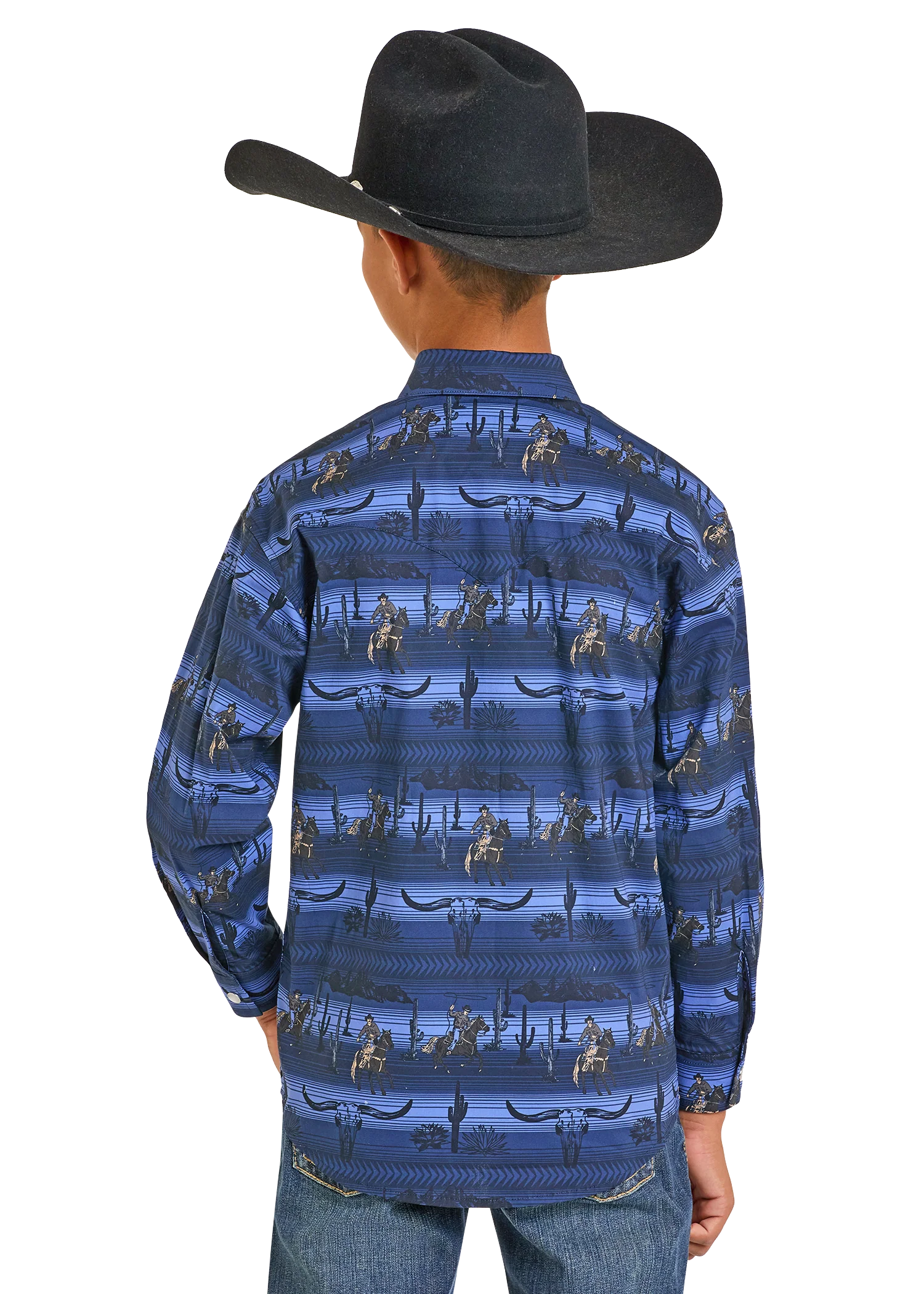 Boys' Western Desert Print Long Sleeve Snap Shirt - Image 3