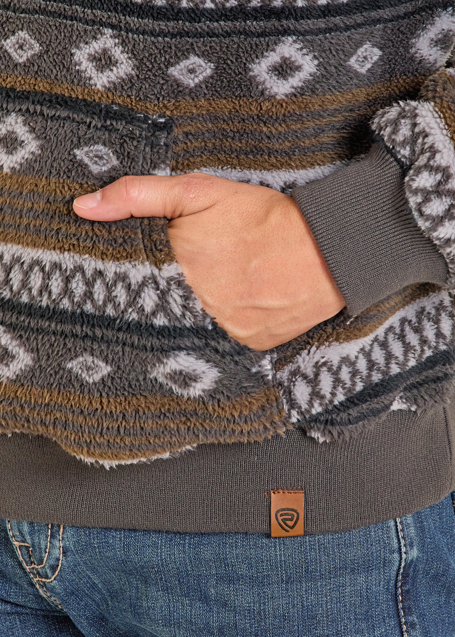 Chocolate Aztec Print Fleece Pullover - Image 4