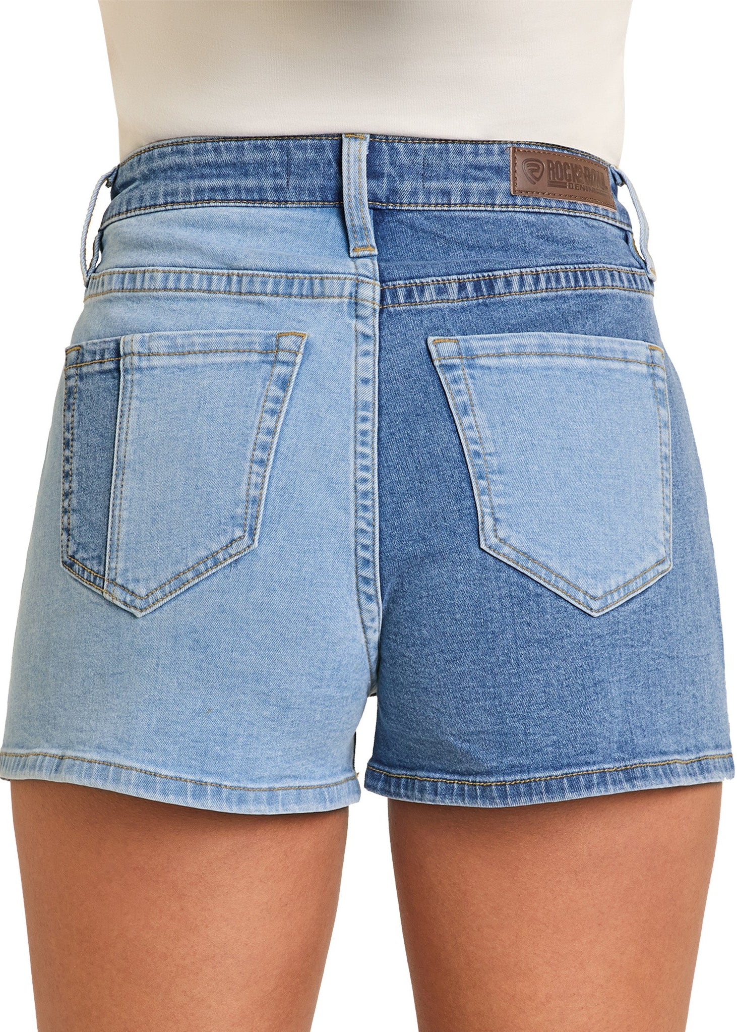 Color-Block Denim Shorts - Image 3