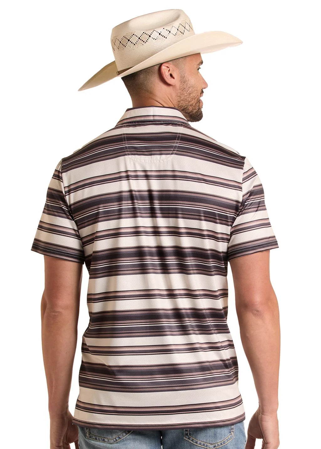 Cream Multi-Striped Print Polo - Image 3