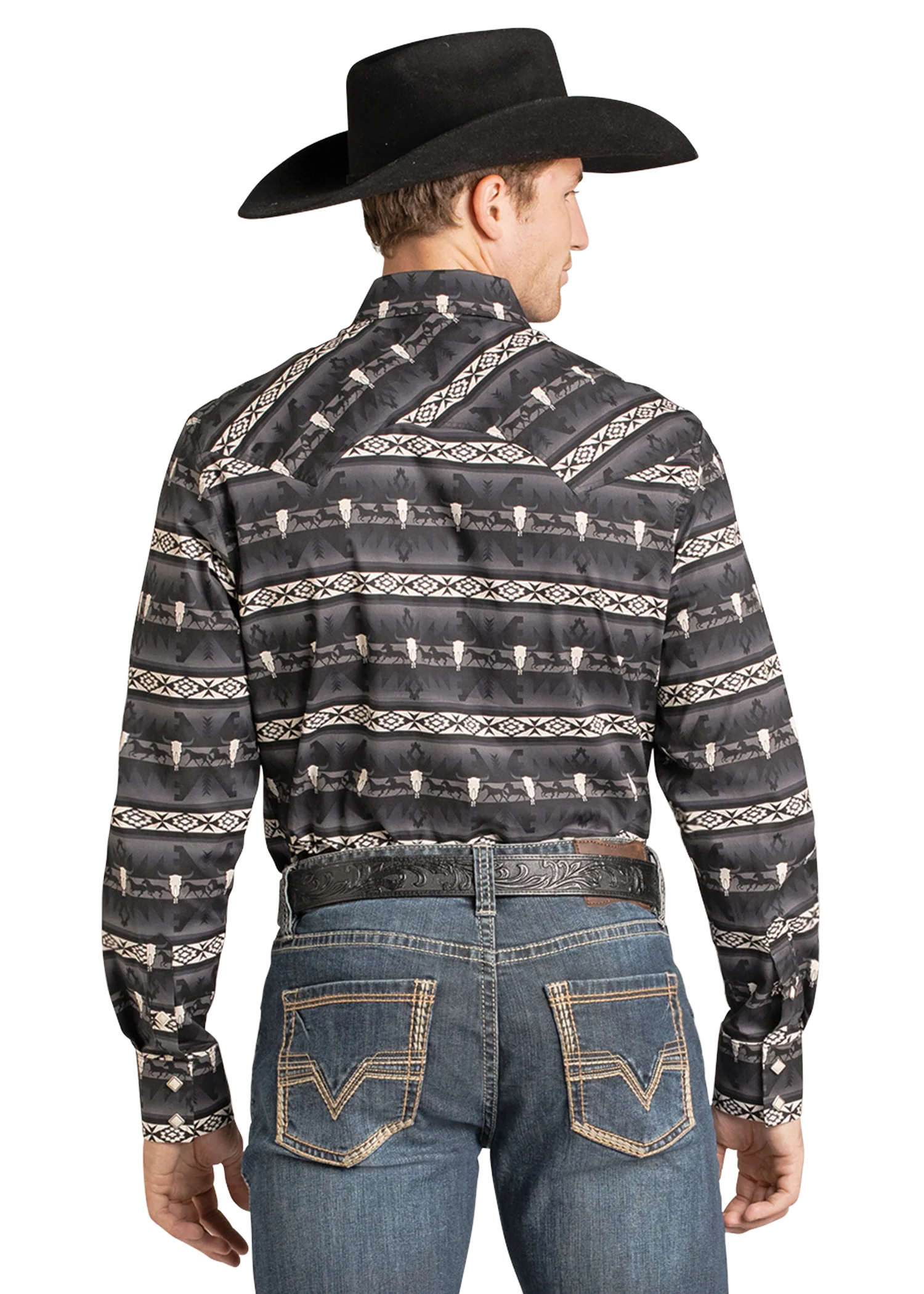 Dale Brisby Black Aztec Long Sleeve Snap Shirt - Image 3