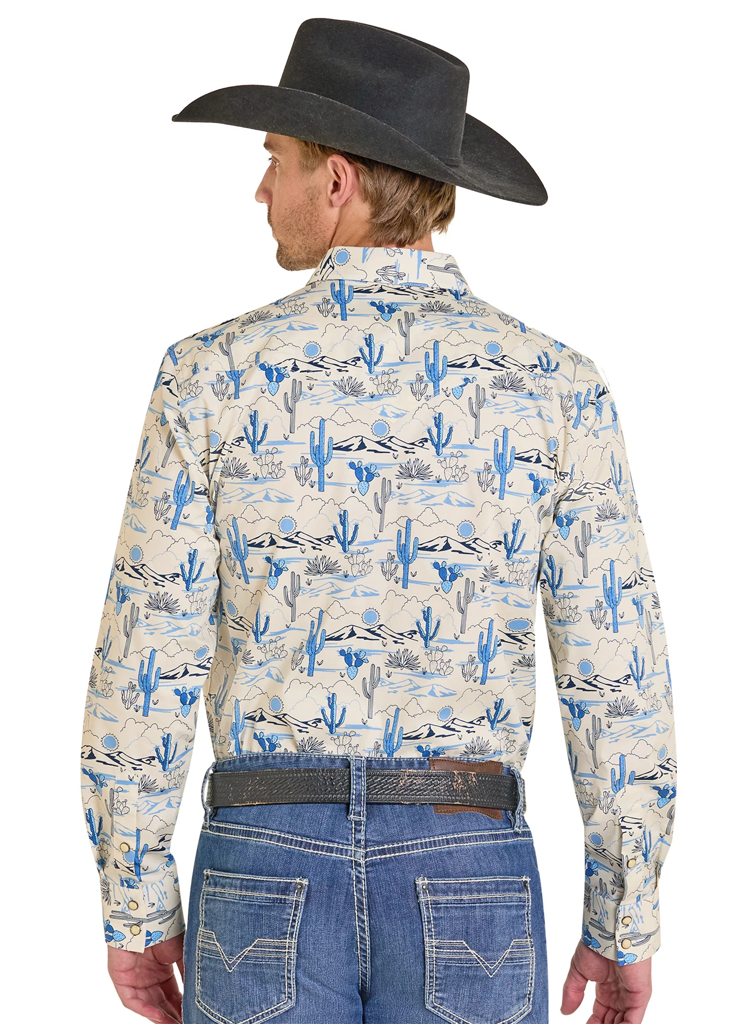 Dale Brisby Slim Fit Desert Cactus Long Sleeve Snap Shirt - Image 3