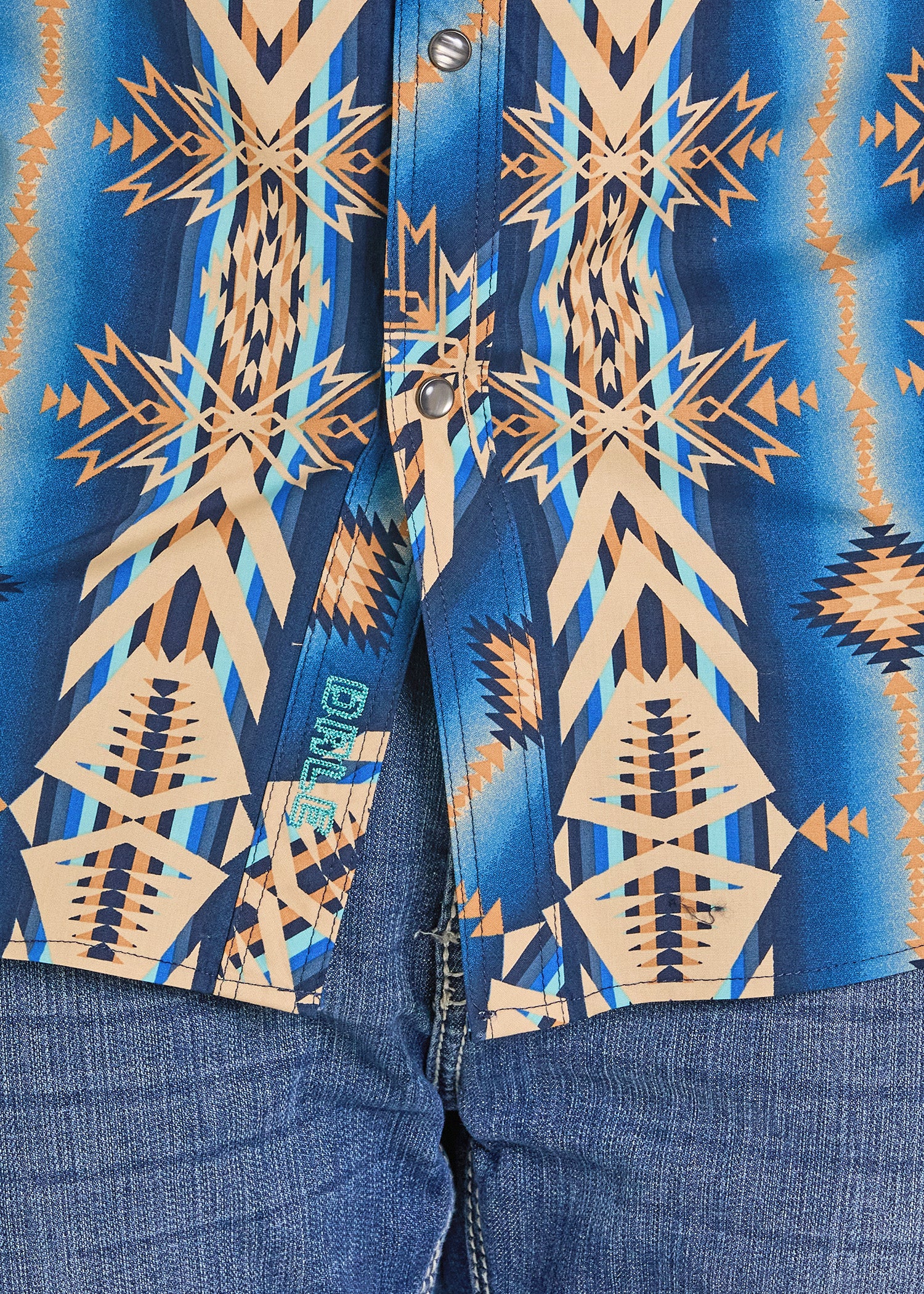 Dale Brisby Slim Fit Electric Aztec Long Sleeve Snap Shirt - Image 2
