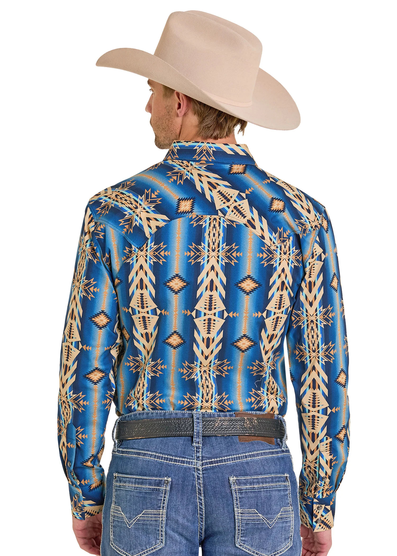 Dale Brisby Slim Fit Electric Aztec Long Sleeve Snap Shirt - Image 3