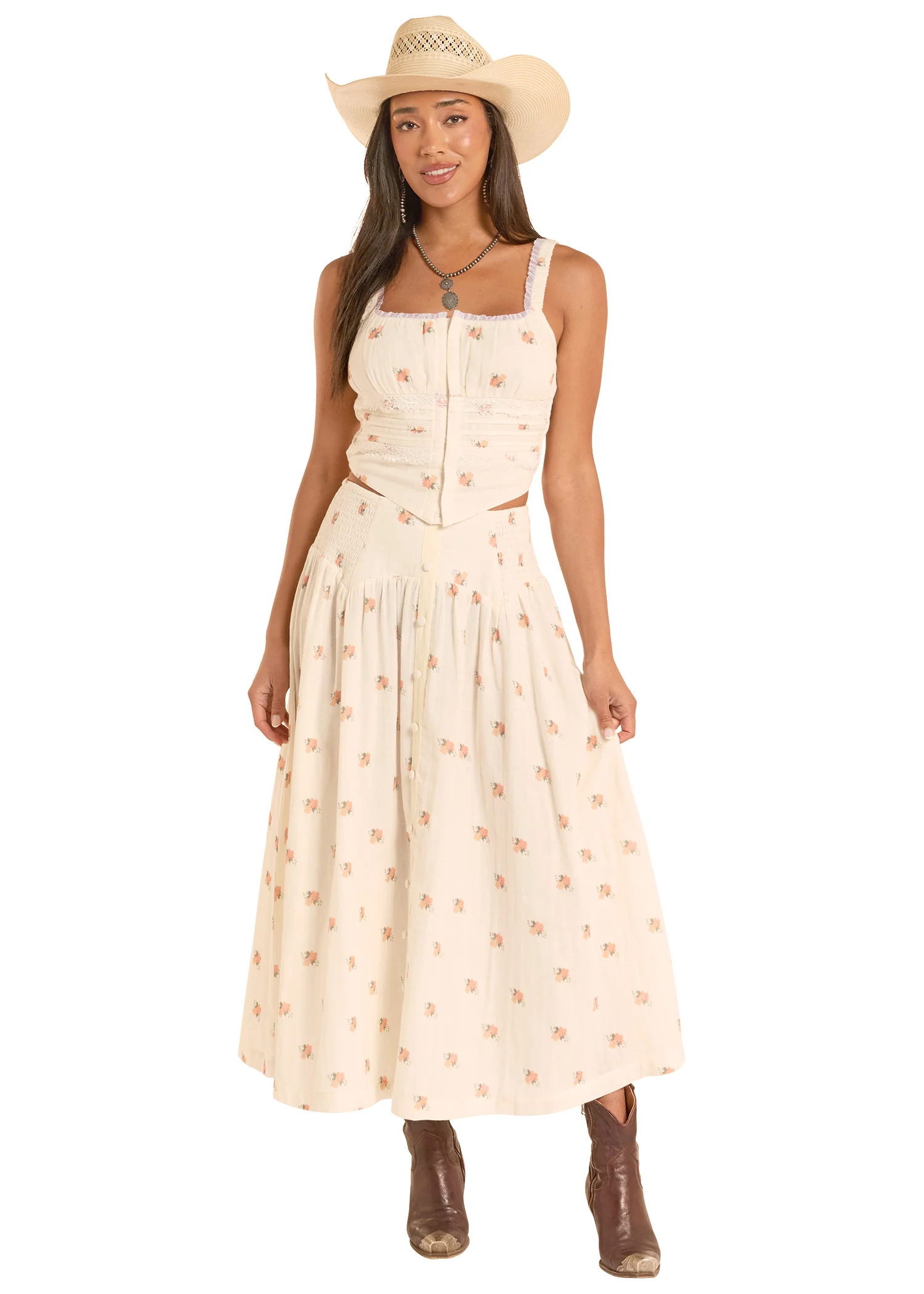 Floral Print Button Maxi Skirt - Image 3