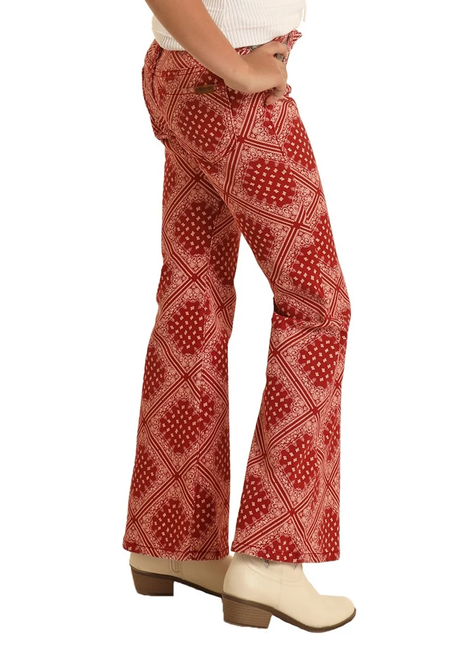 Girls' Bandana Print Flare Jeans - Image 3