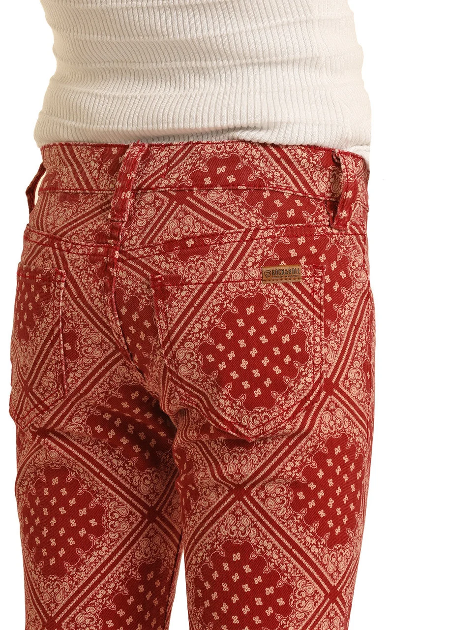 Girls' Bandana Print Flare Jeans - Image 4
