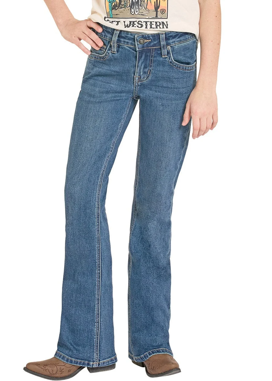 Girls' Classic Boot Stitch Pocket Bootcut Jeans - Image 2