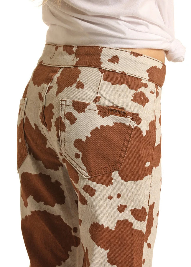 Girls' Cow Print Bell Bottom Jeans - Image 3
