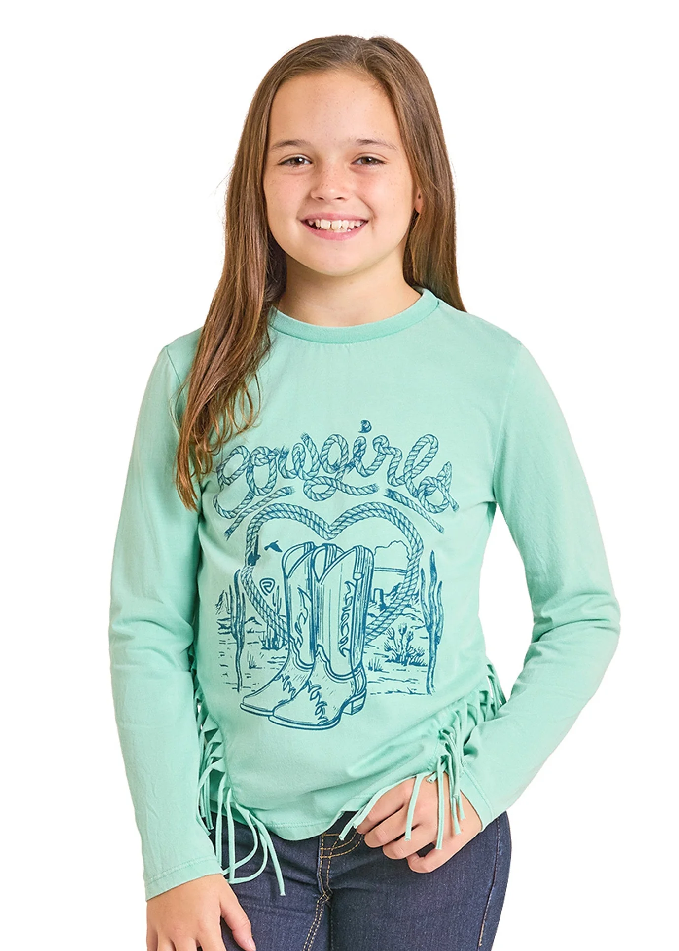 Girls' Cowgirl Fringe Long Sleeve Top