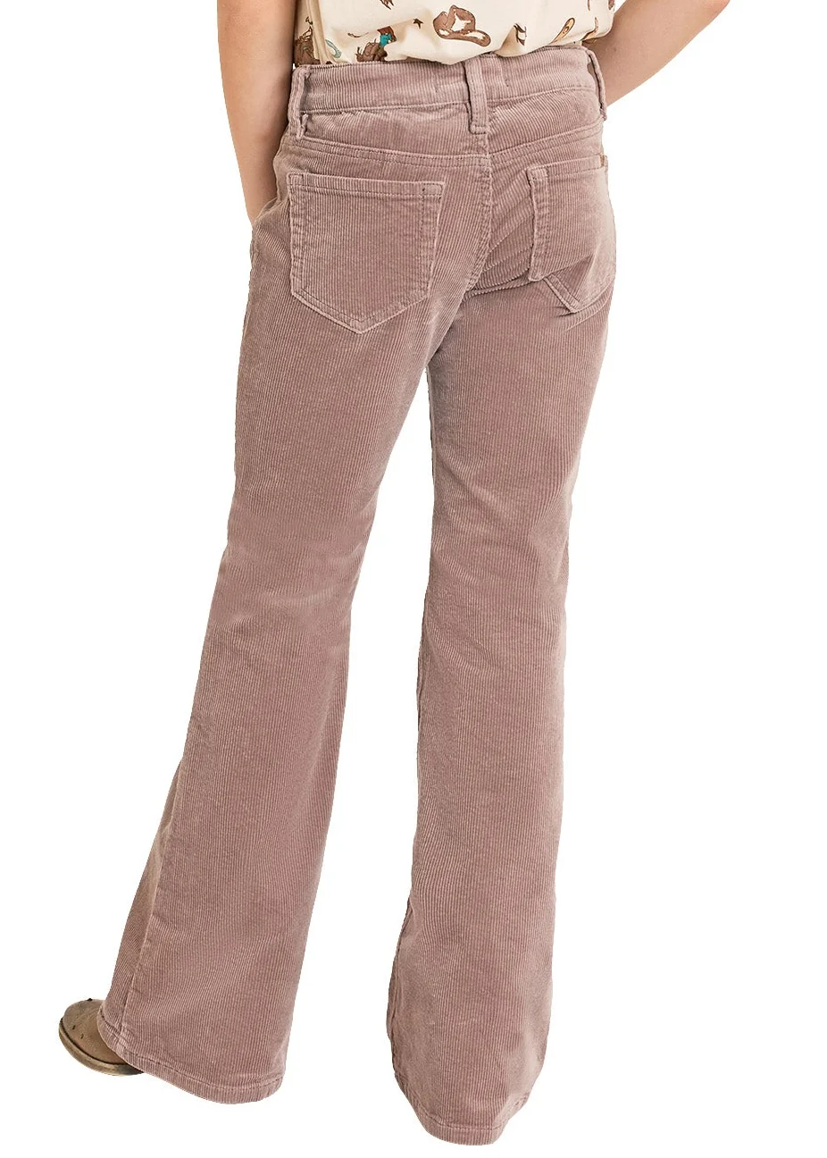 Girls' Mauve Corduroy Flare Jeans