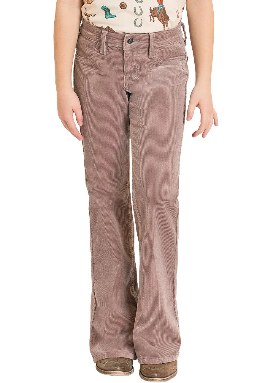 Girls' Mauve Corduroy Flare Jeans - Image 2