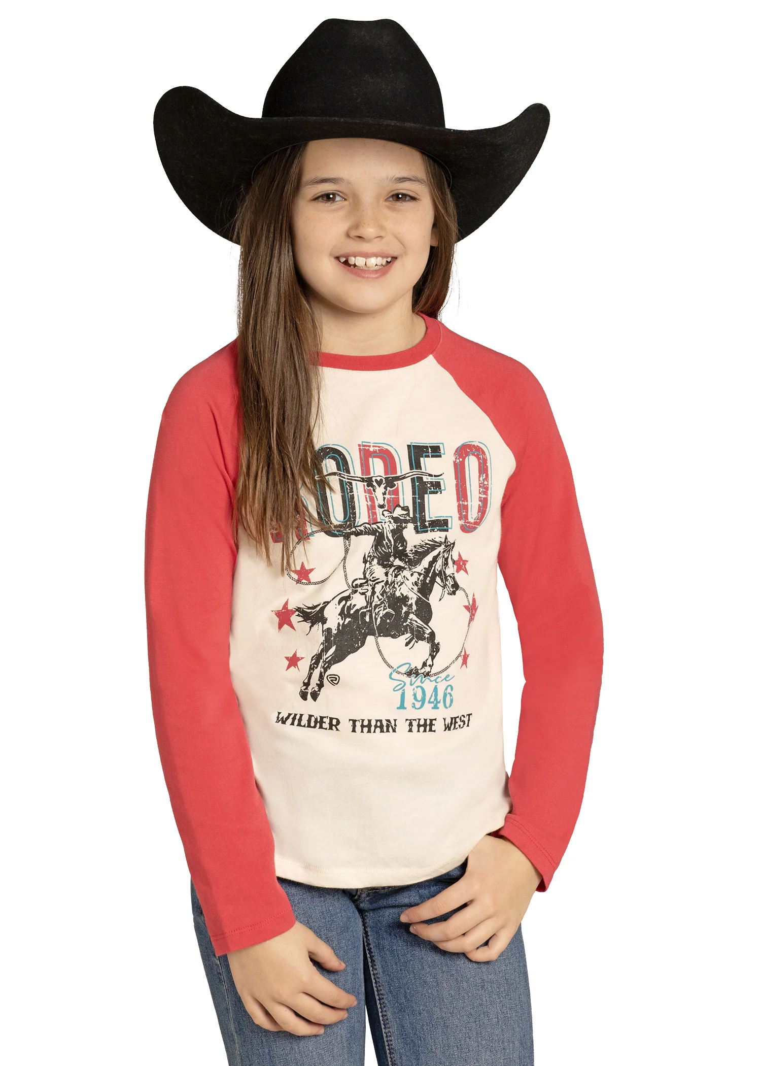 Girls' Raglan Long Sleeve Rodeo Graphic Tee