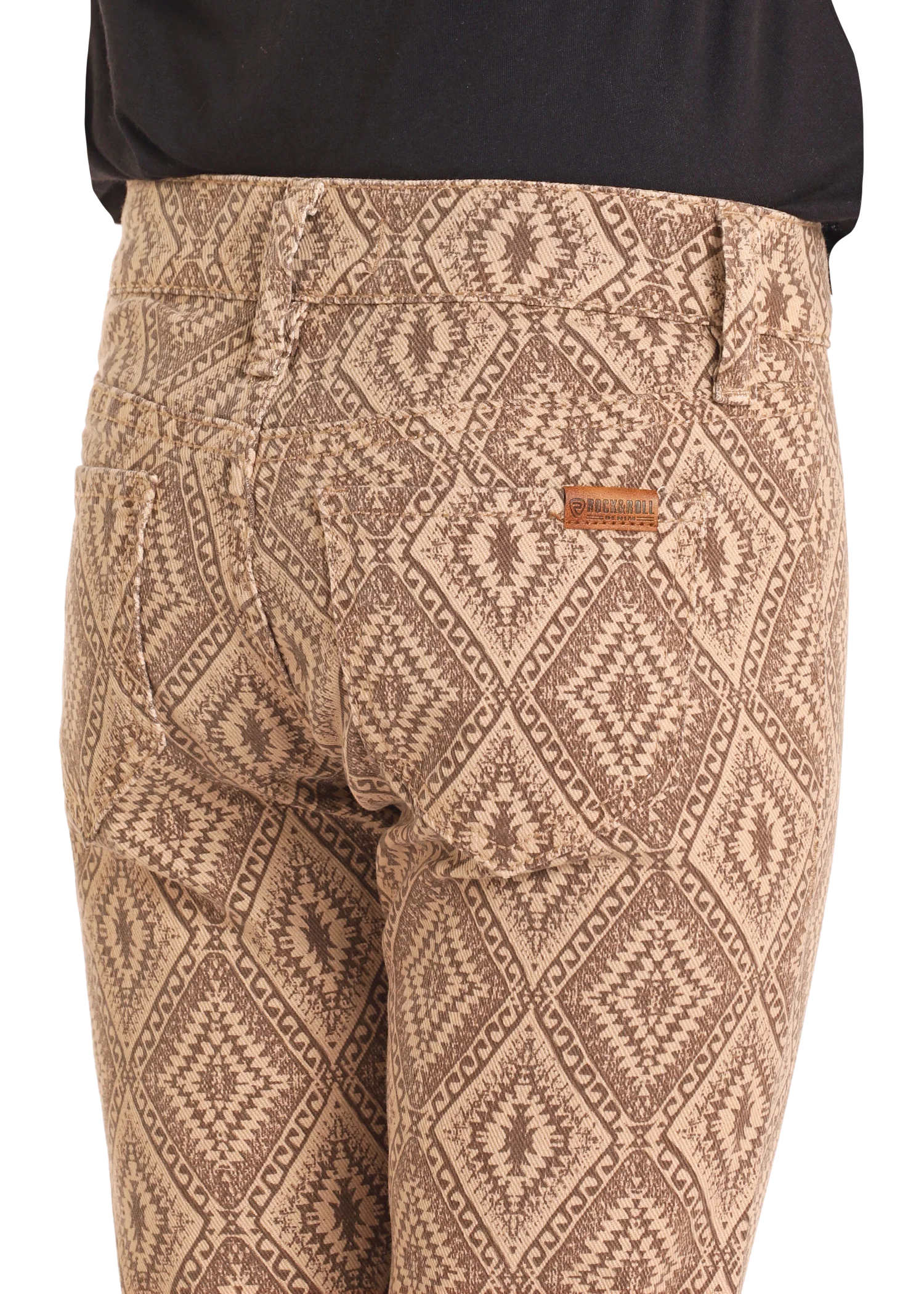 Girls' Tan Aztec Button Flare Jeans - Image 4