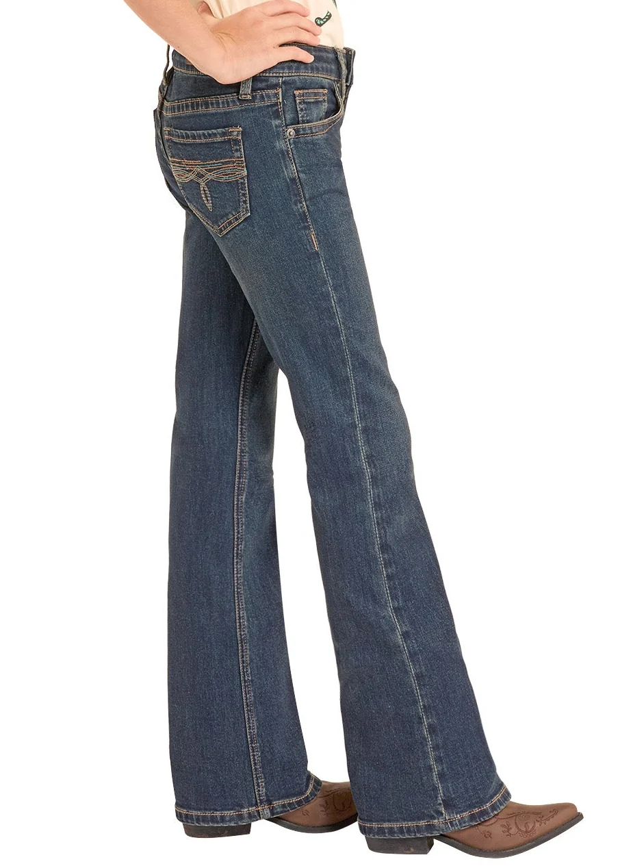 Girls' Turquoise Stitch Bootcut Jeans - Image 3