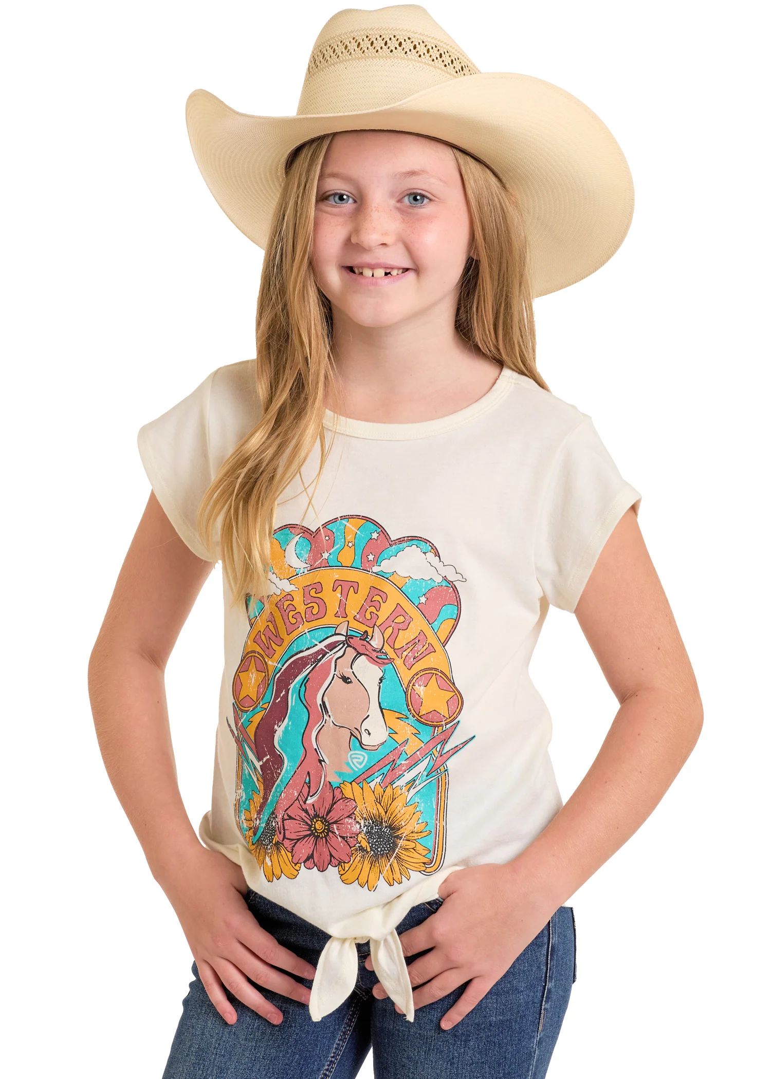 Girls' Western Tie Front Graphic Tee