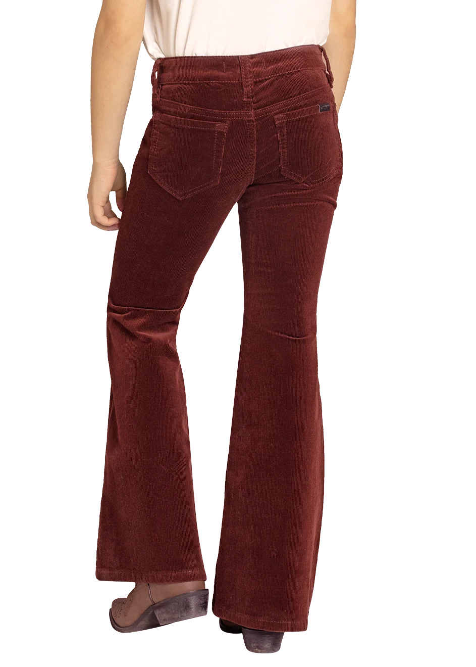 Girls' Wine Corduroy Flare Jeans - Image 2