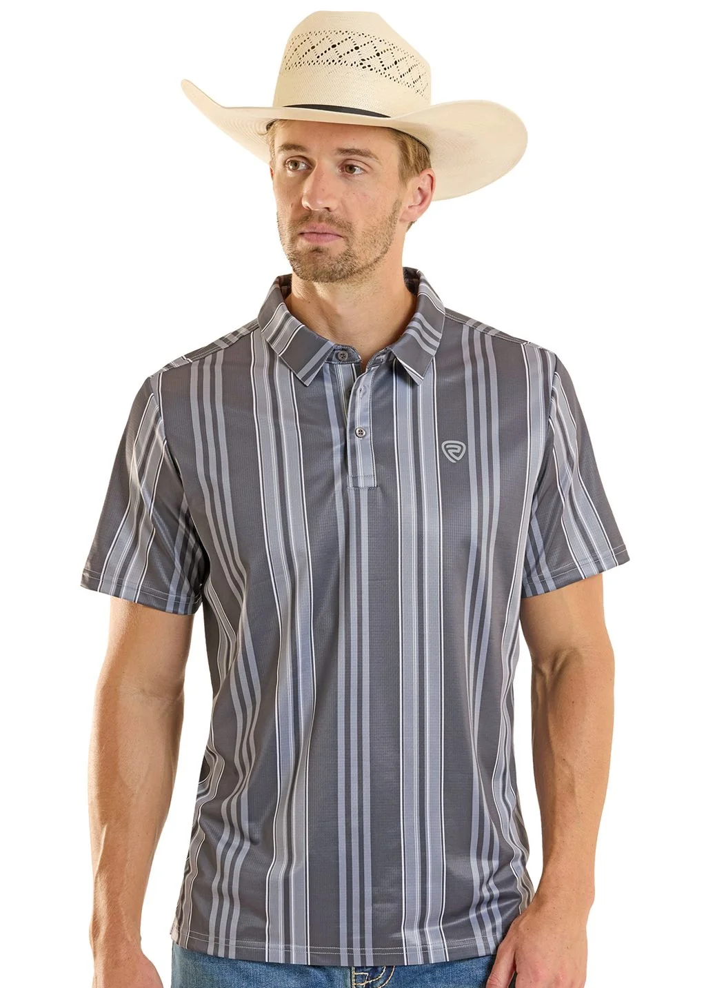 Grey Striped Polo