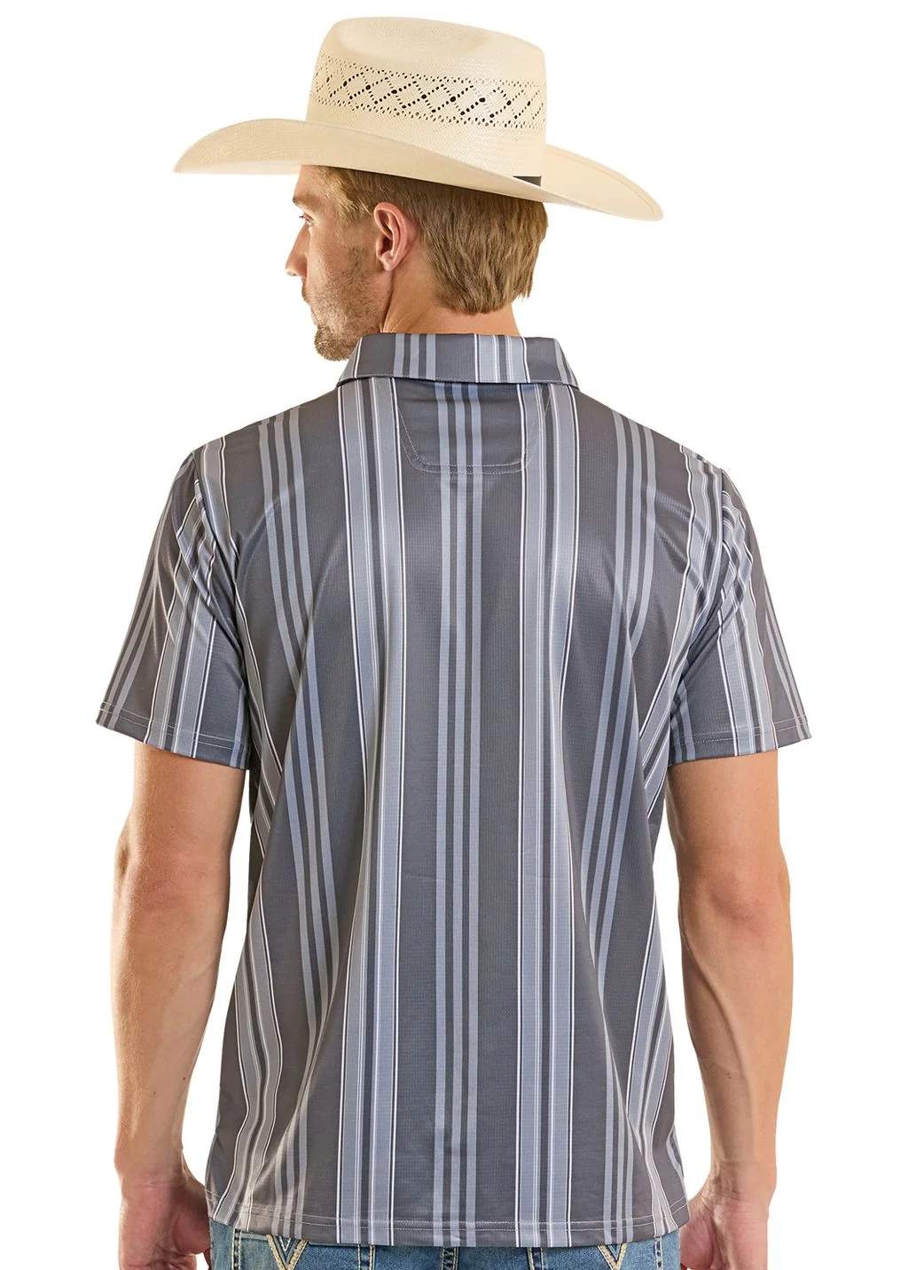 Grey Striped Polo - Image 3