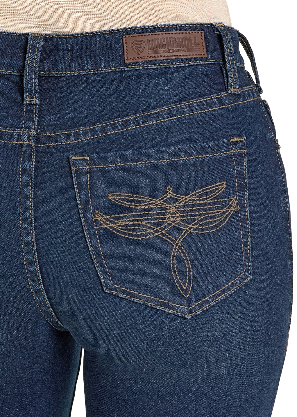 High Rise Boot Embroidered Pocket Modest Bootcut Jeans - Image 4