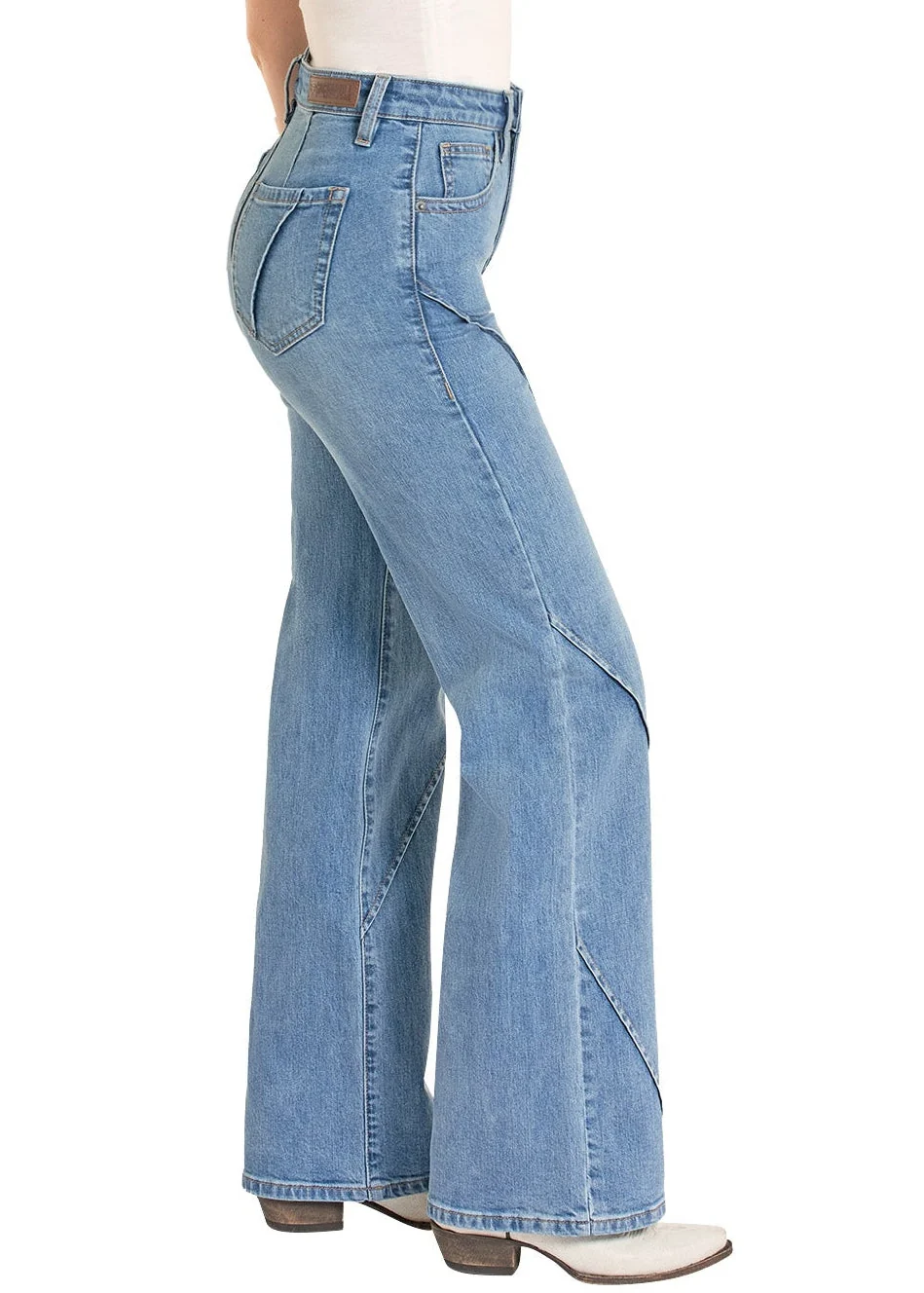High Rise Cross Seam Wide Leg Jeans - Image 3