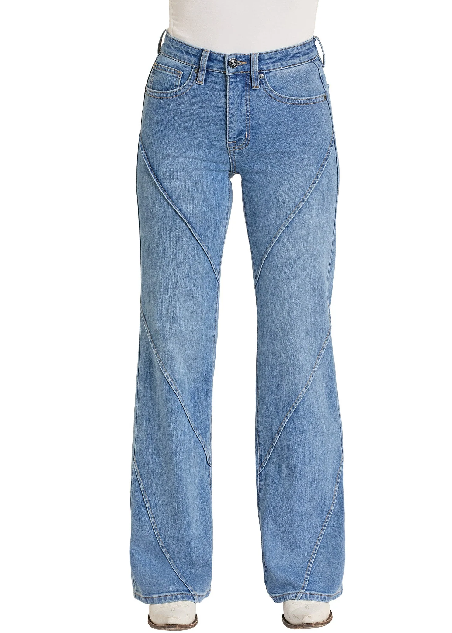 High Rise Cross Seam Wide Leg Jeans - Image 4