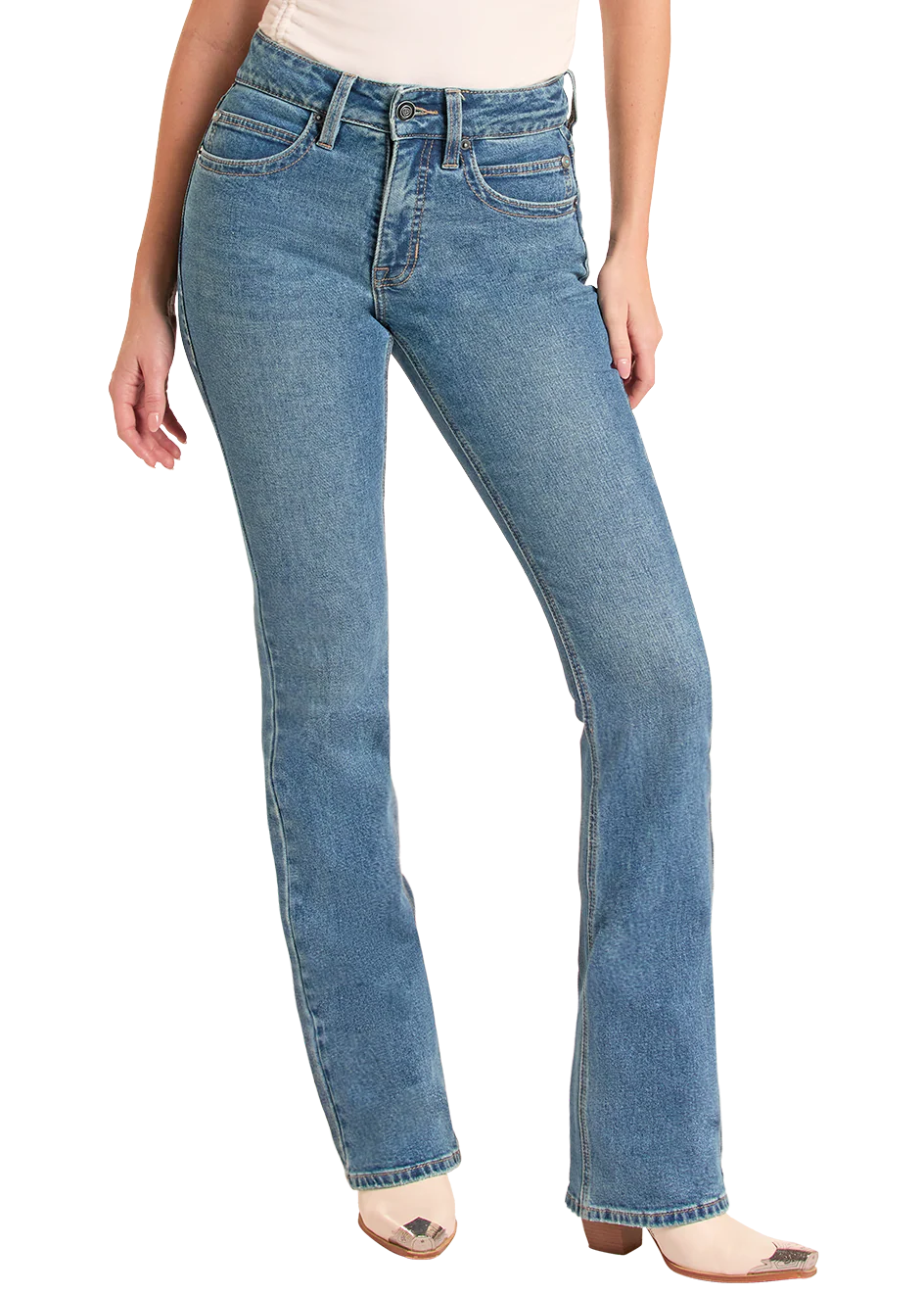High Rise Double Coin Pocket Bootcut Jeans
