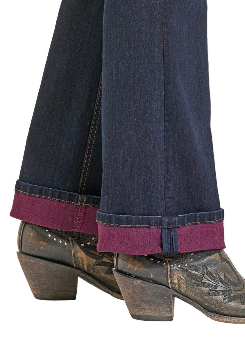 High Rise Pink Two-Tone Bootcut Jeans - Image 4