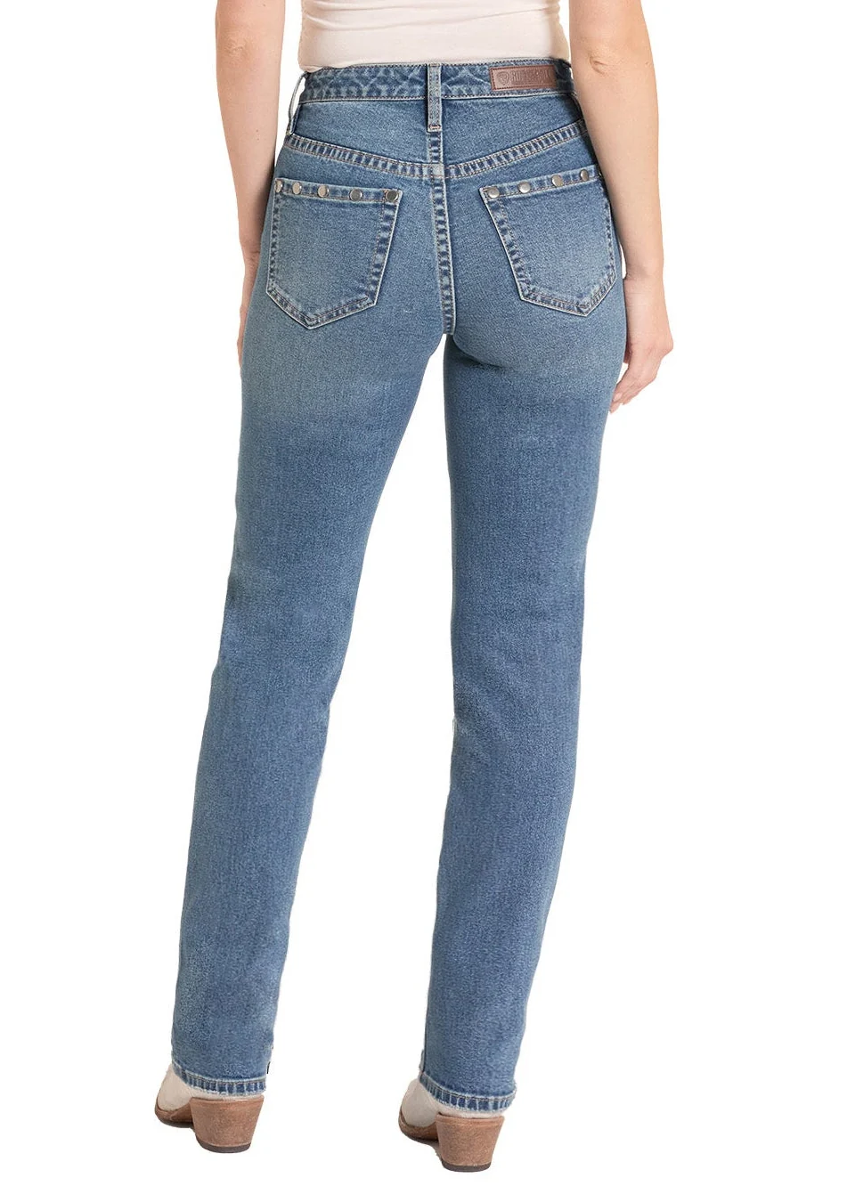 High Rise Silver Stud Straight Leg Jeans - Image 2