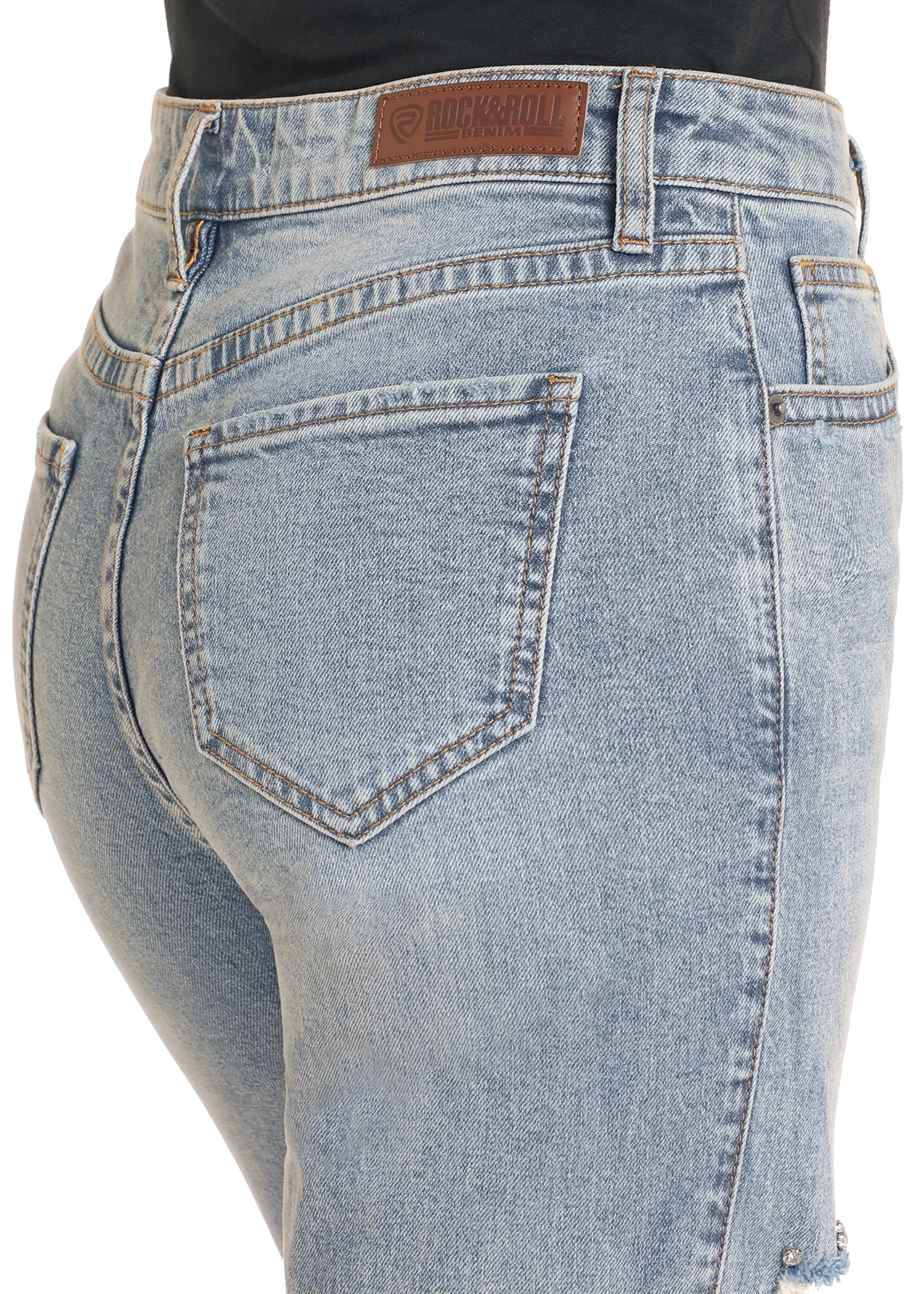 High Rise Studded Straight Cropped Jeans - Image 4