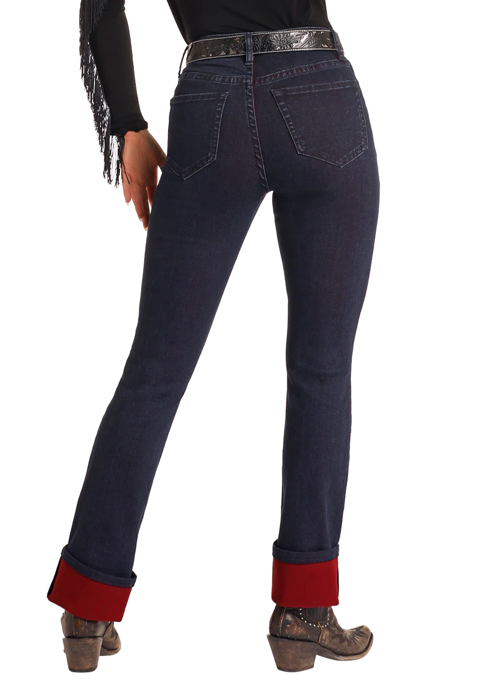 High Rise Two-Tone Bootcut Jeans