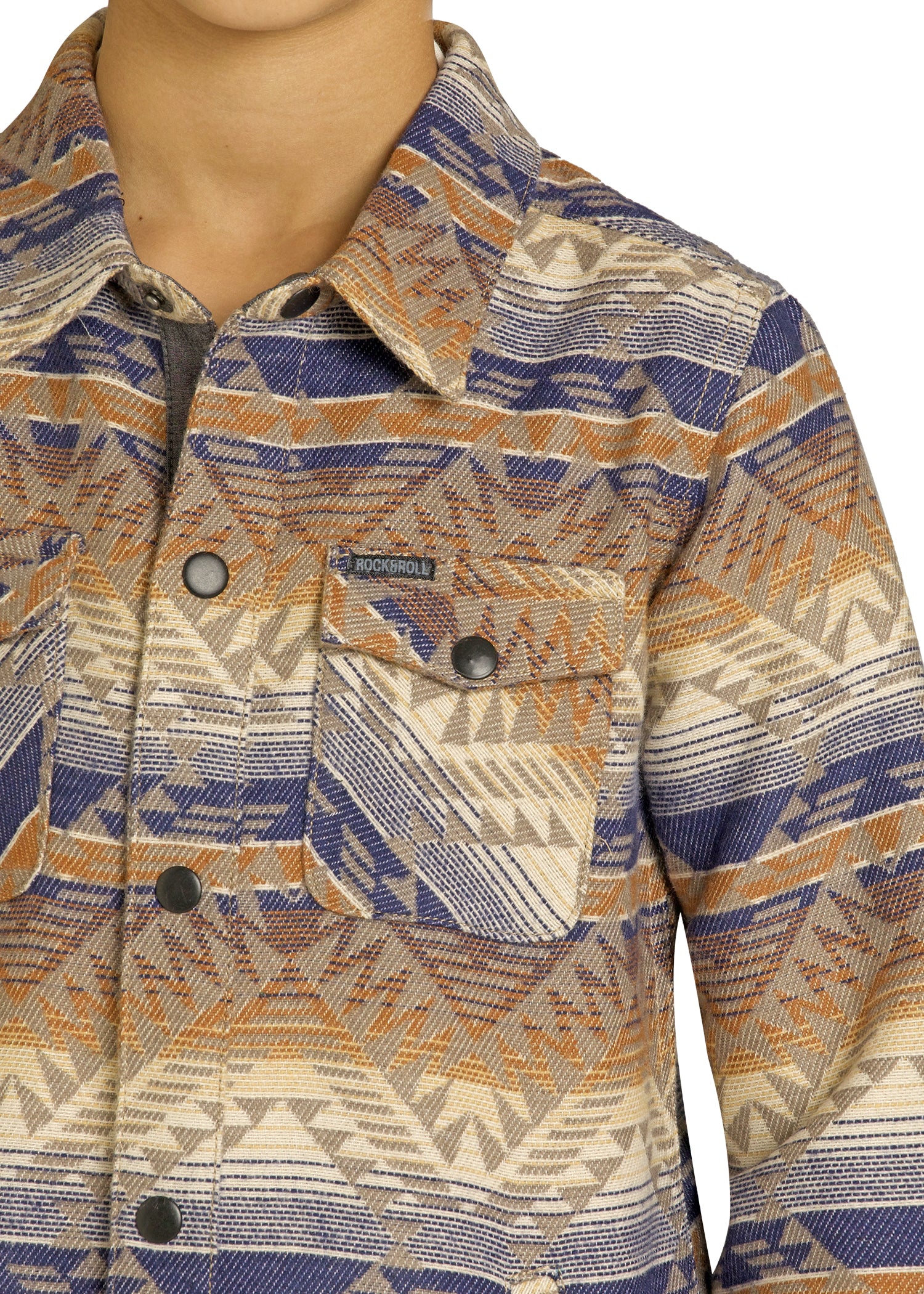 Kids' Brown Aztec Jacquard Shirt Jacket - Image 2