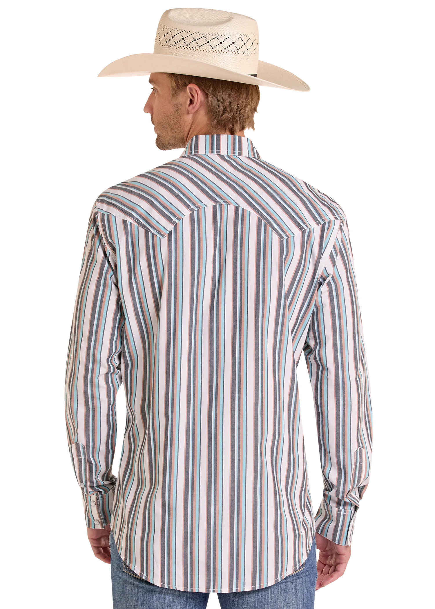 Koe Wetzel Slim Fit Stripe Long Sleeve Snap Shirt - Image 3